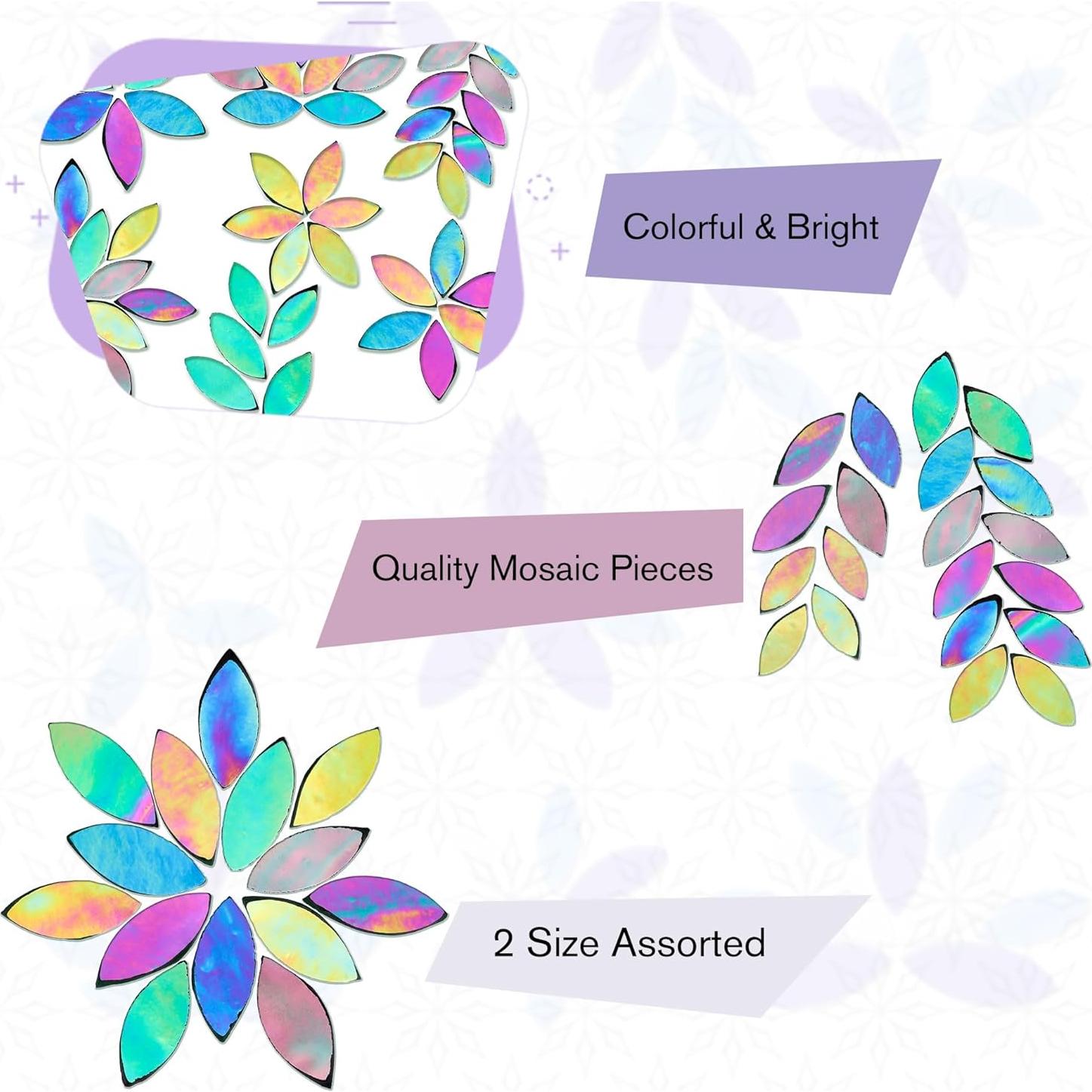Yoption Azulejos de Mosaico de Vidrio Iridiscente 100 Piezas