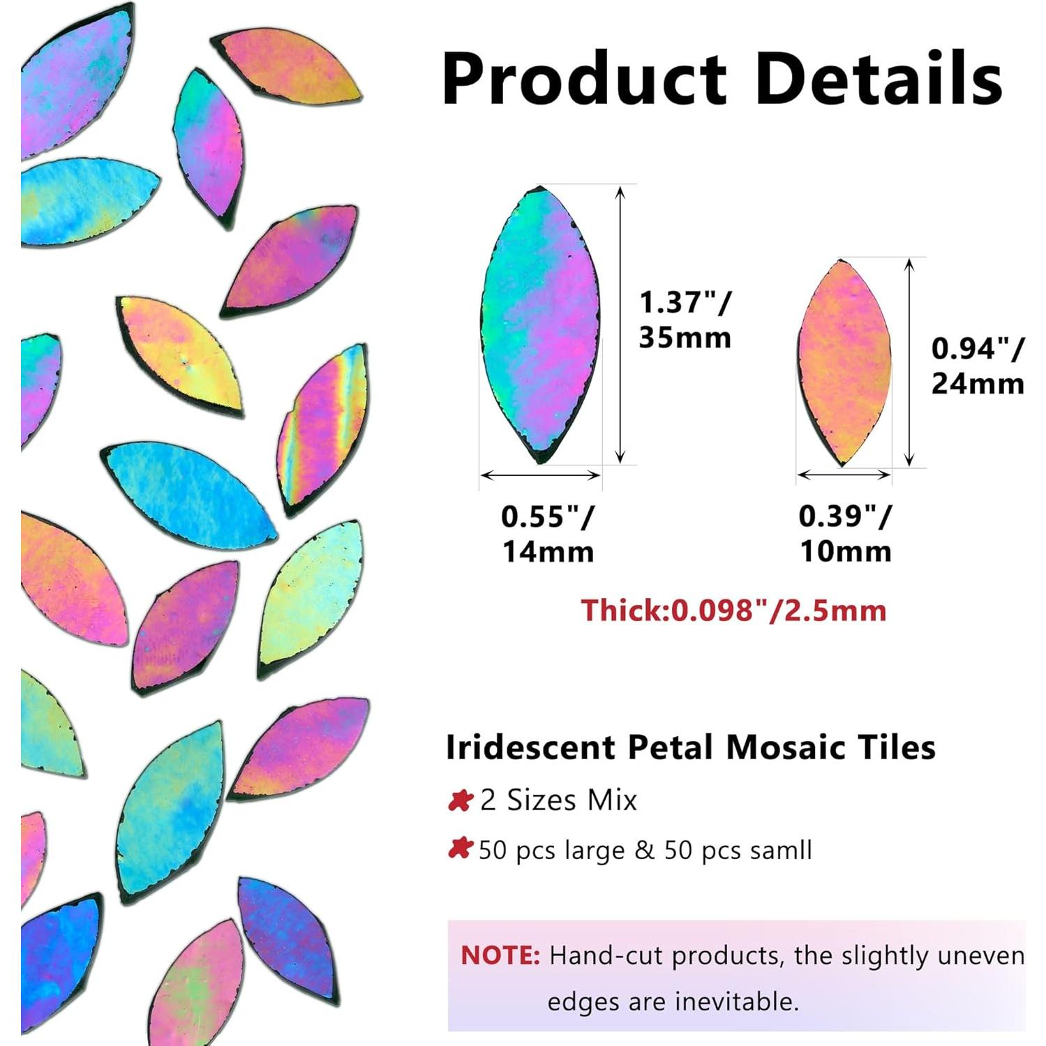 Yoption Azulejos de Mosaico de Vidrio Iridiscente 100 Piezas