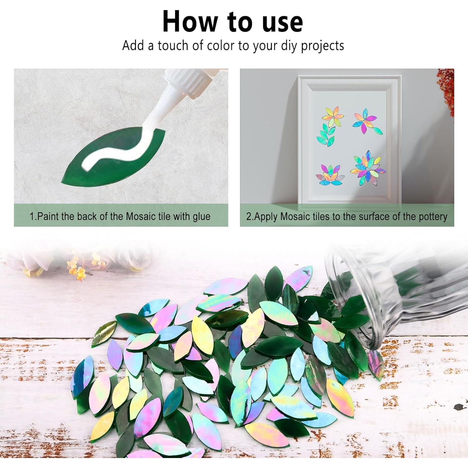 Yoption Azulejos de Mosaico de Vidrio Iridiscente 100 Piezas