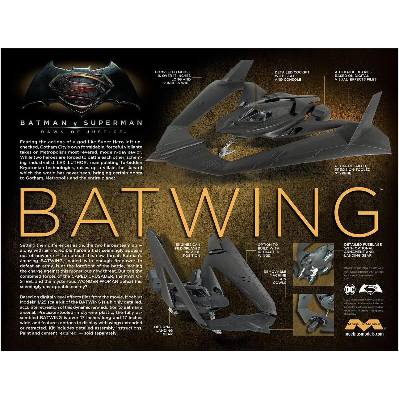 Kit de Modelo Batwing Batplane 1:25 Moebius Detallado