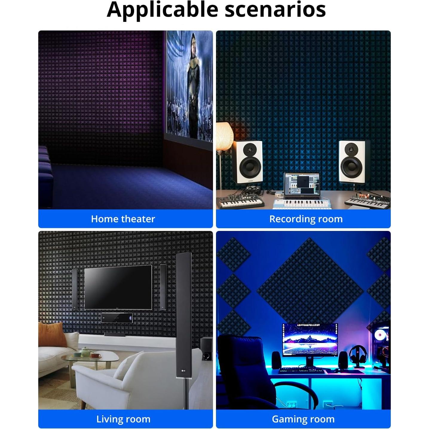 Paneles Acústicos Insonorizantes Kuchoow 12 Piezas 30.48x30.48cm