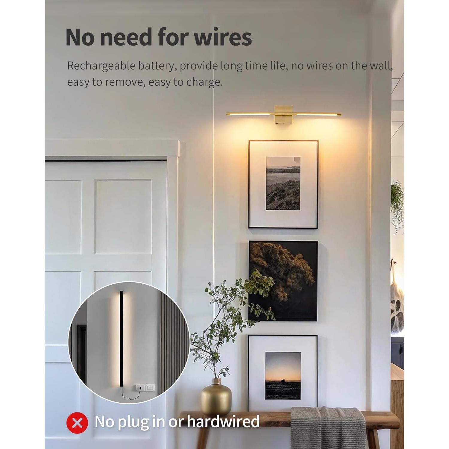 Apliques de Pared LED KDG Set de 2 Dorado 60 cm Inalámbricos