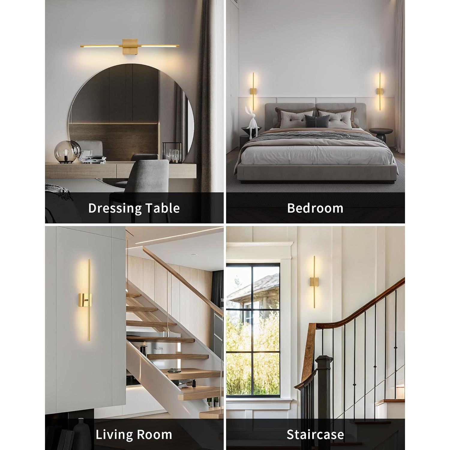 Apliques de Pared LED KDG Set de 2 Dorado 60 cm Inalámbricos