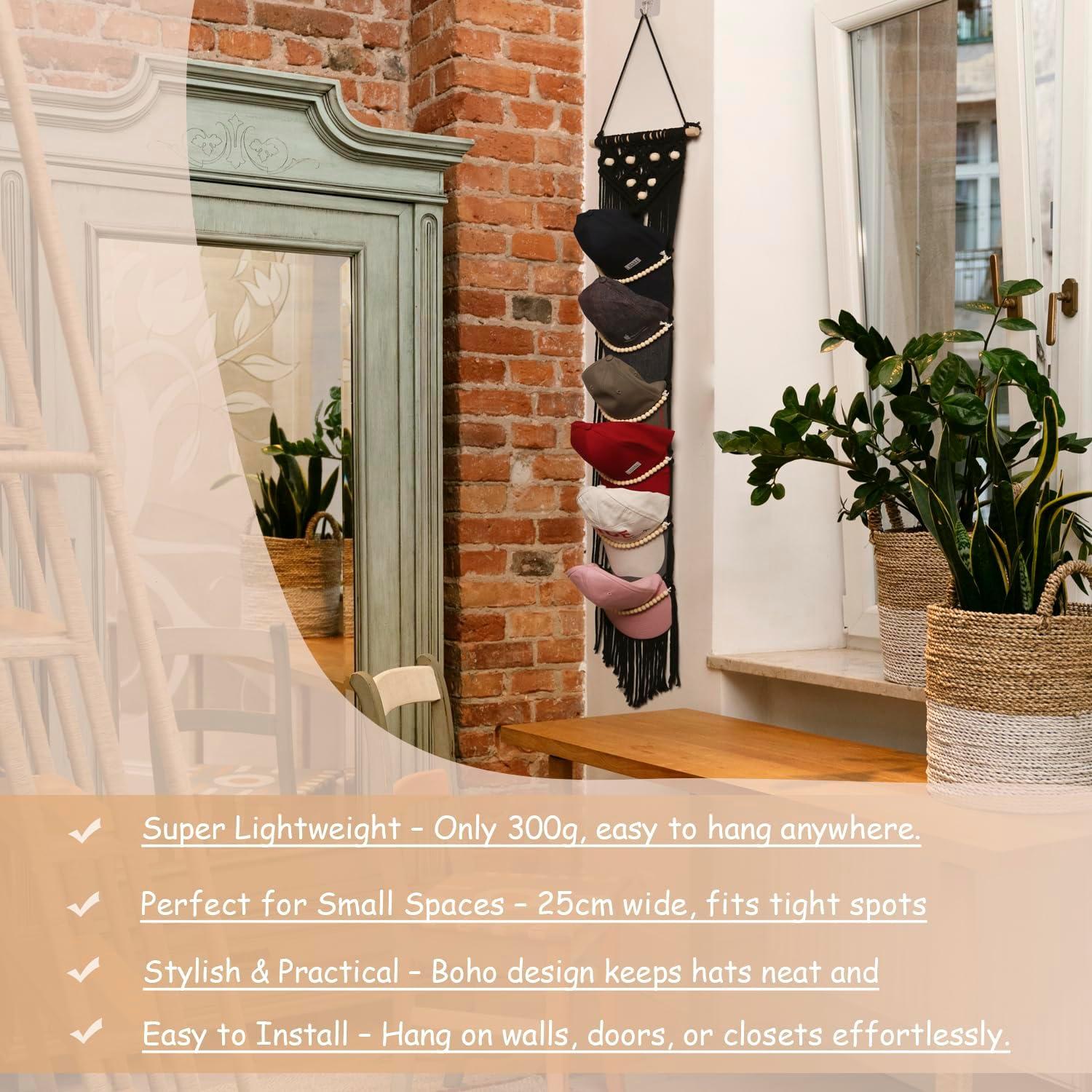 Soporte para Gorras Jontell Negro - Organizador de Sombreros Boho