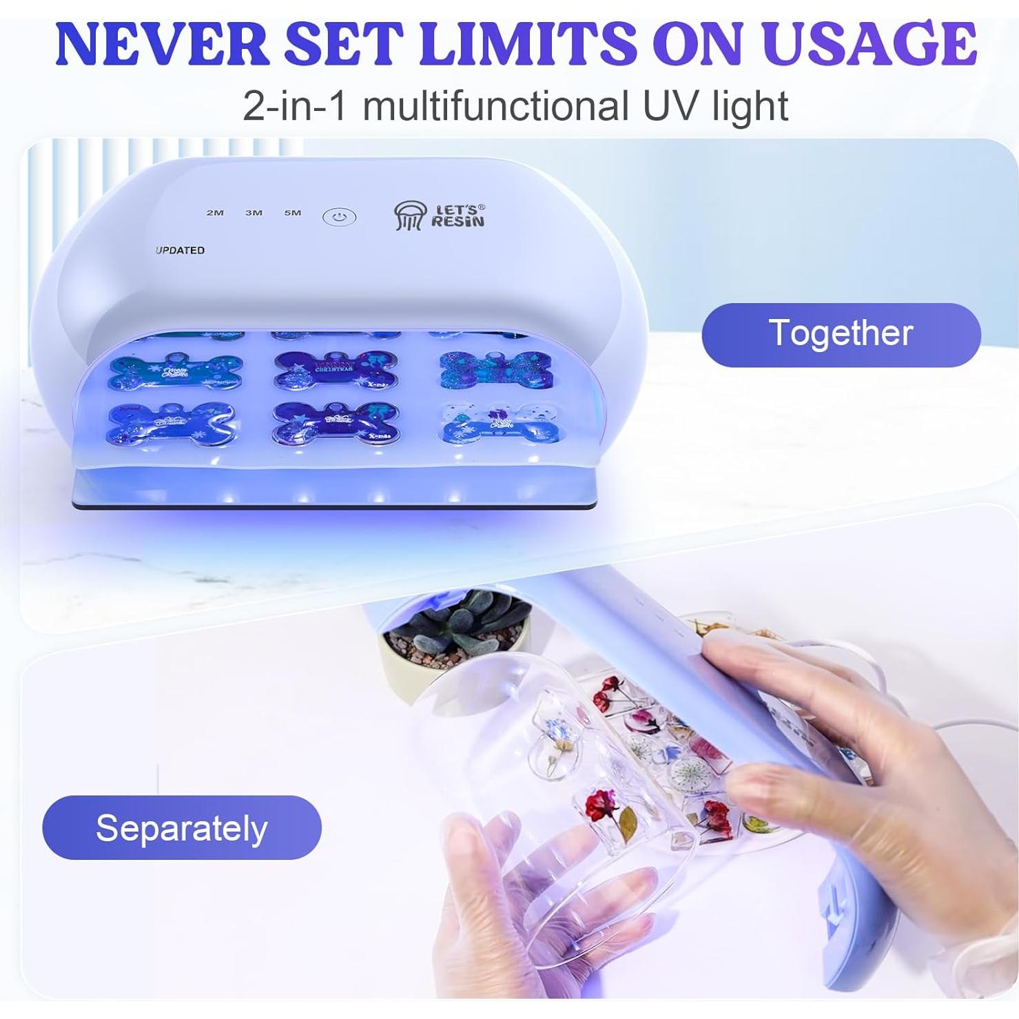 Lámpara UV LET'S RESIN 36 LED Doble Cara 2 en 1 para Curado