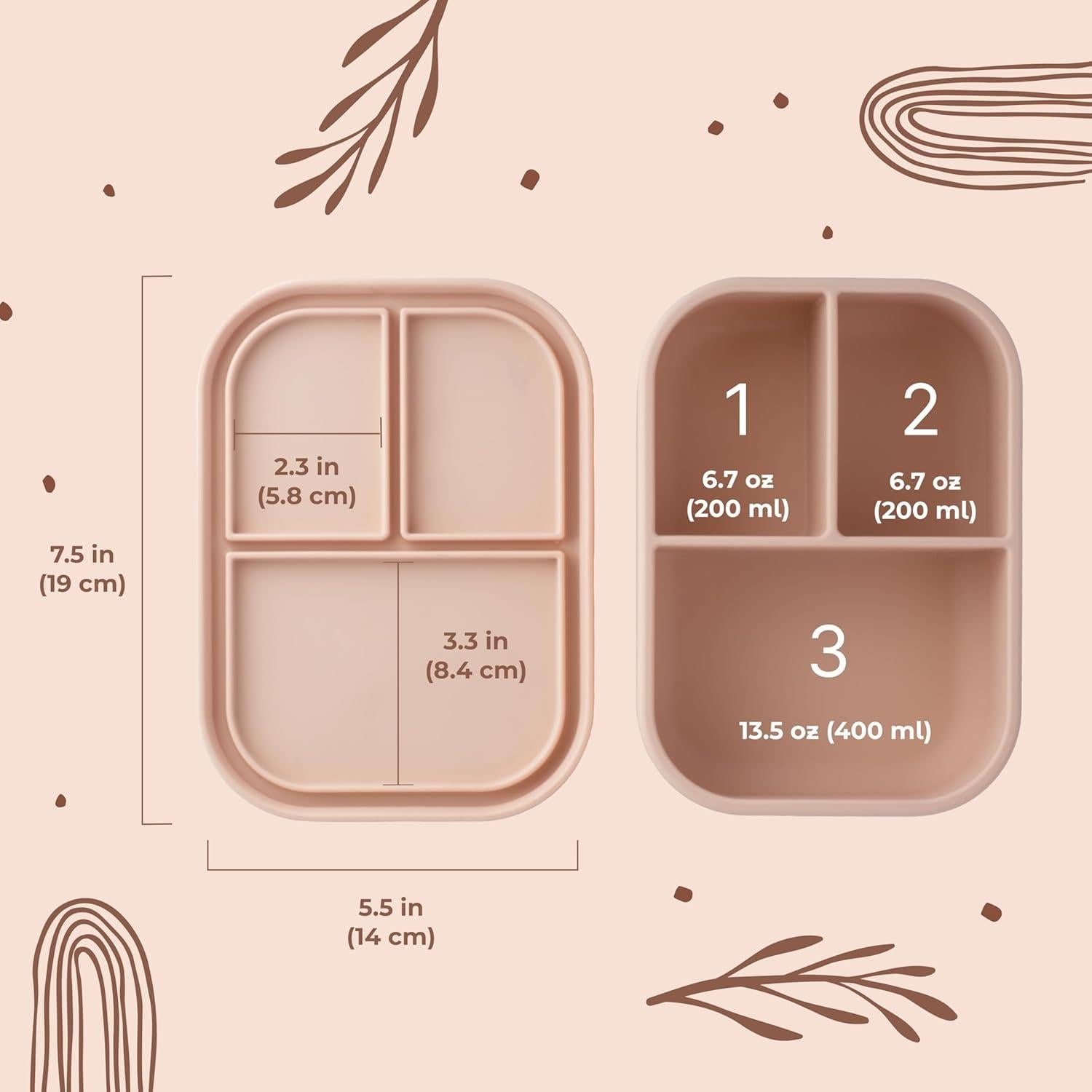 Caja de Almuerzo de Silicona ASOMIC Rosa 3 Compartimentos 0.8L