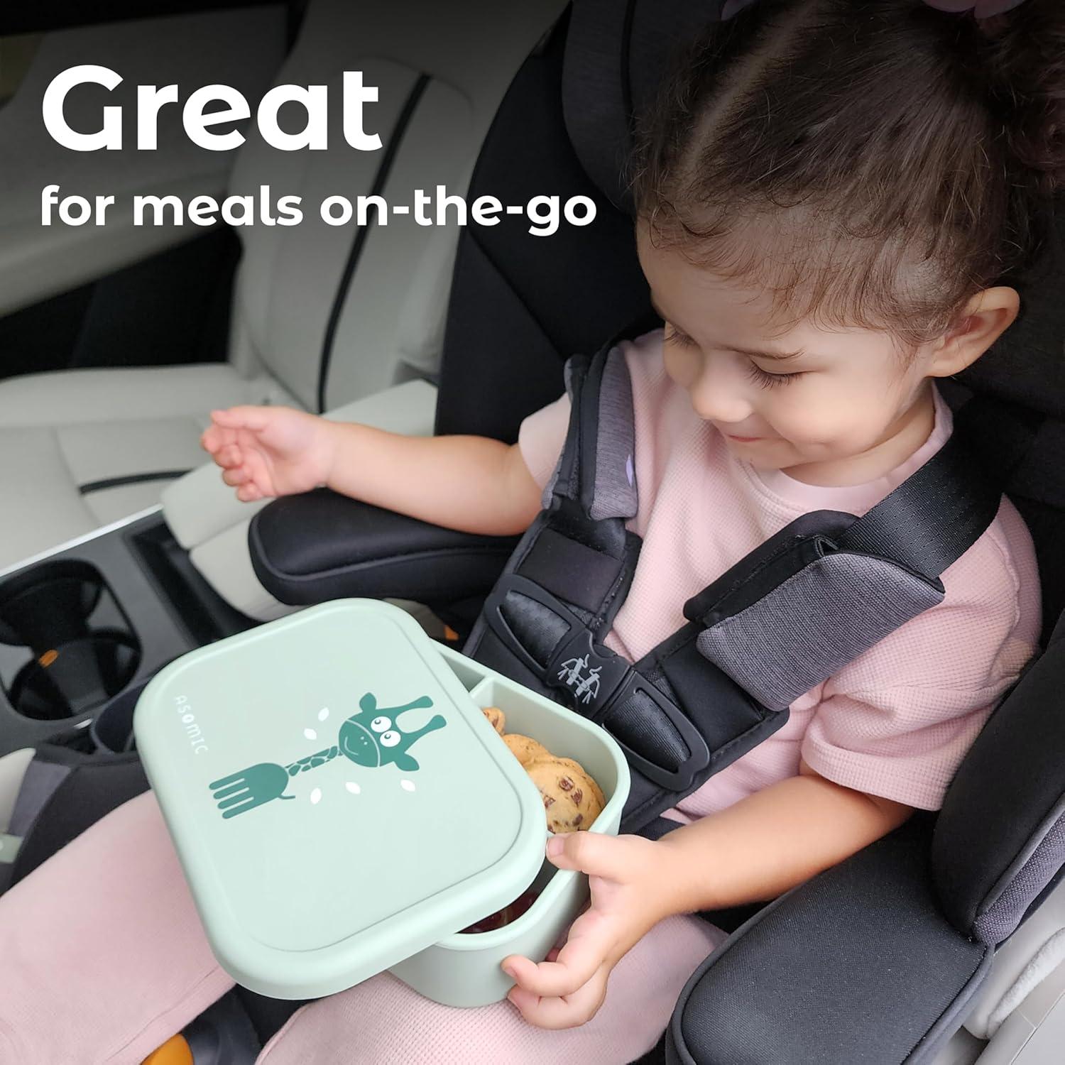 Caja de Almuerzo de Silicona ASOMIC Rosa 3 Compartimentos 0.8L