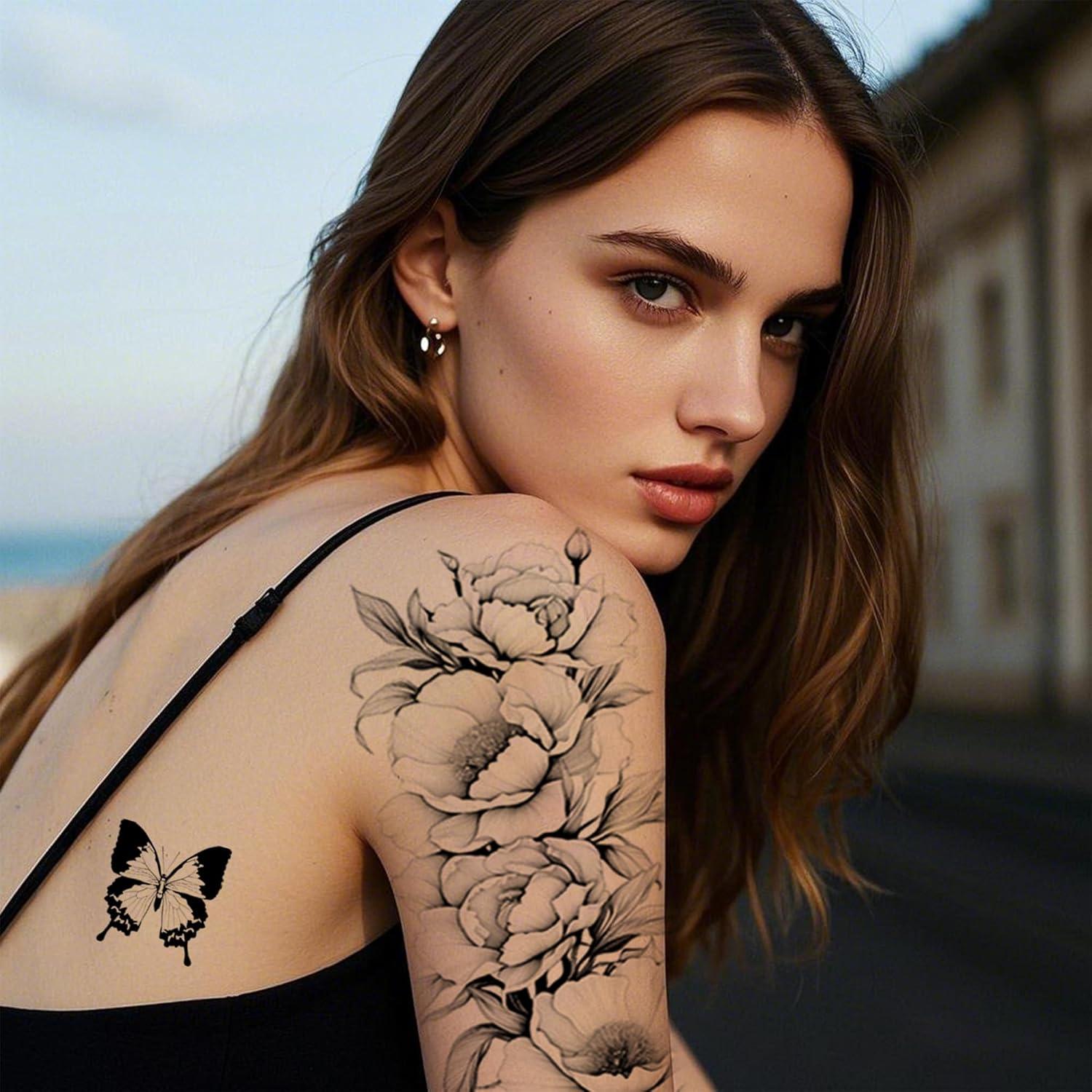 26 Hojas Tatuajes Temporales Realistas JoyfulGlam - Flores y Serpientes