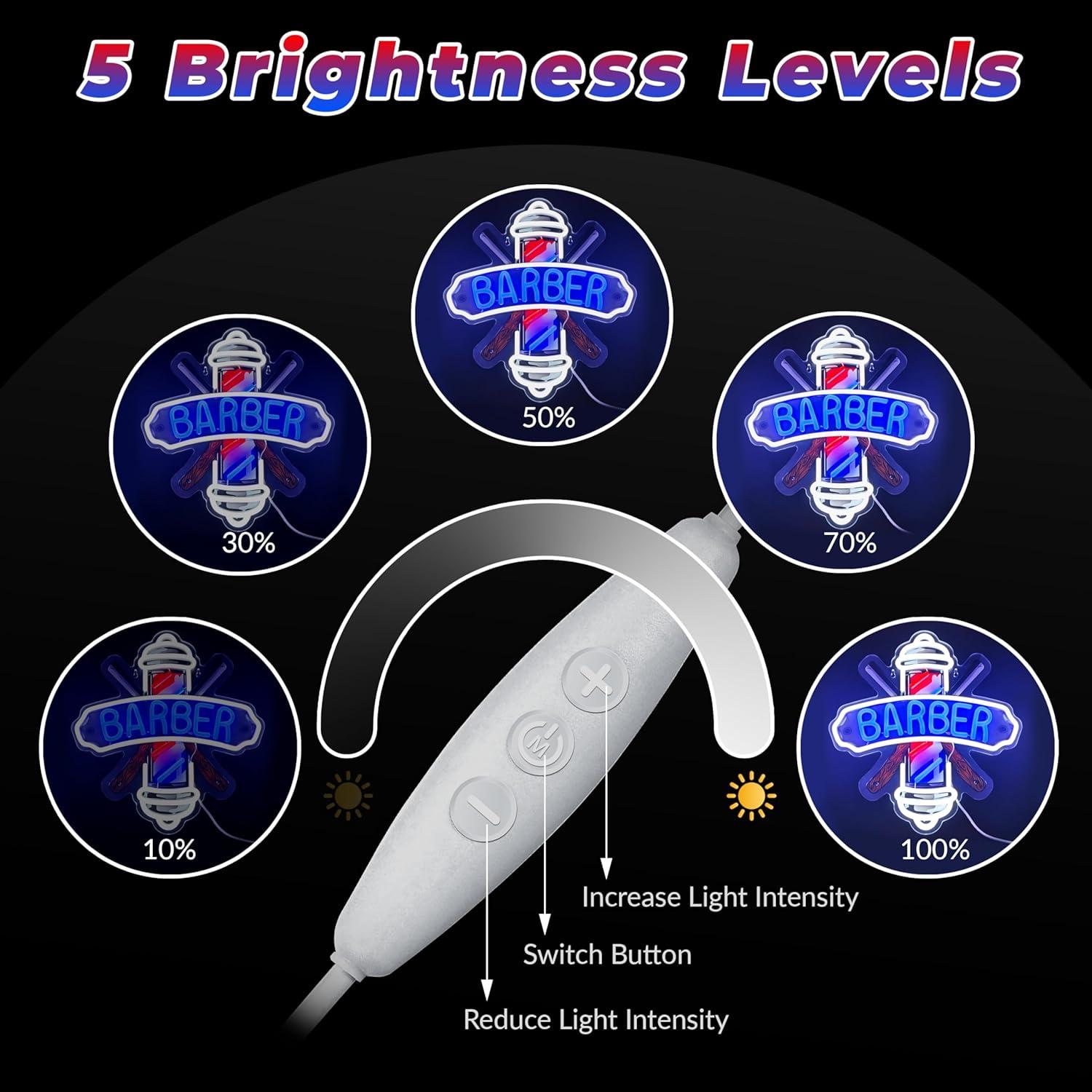 Luz de Neón LED Regulable LF para Barbería Azul 35x33cm