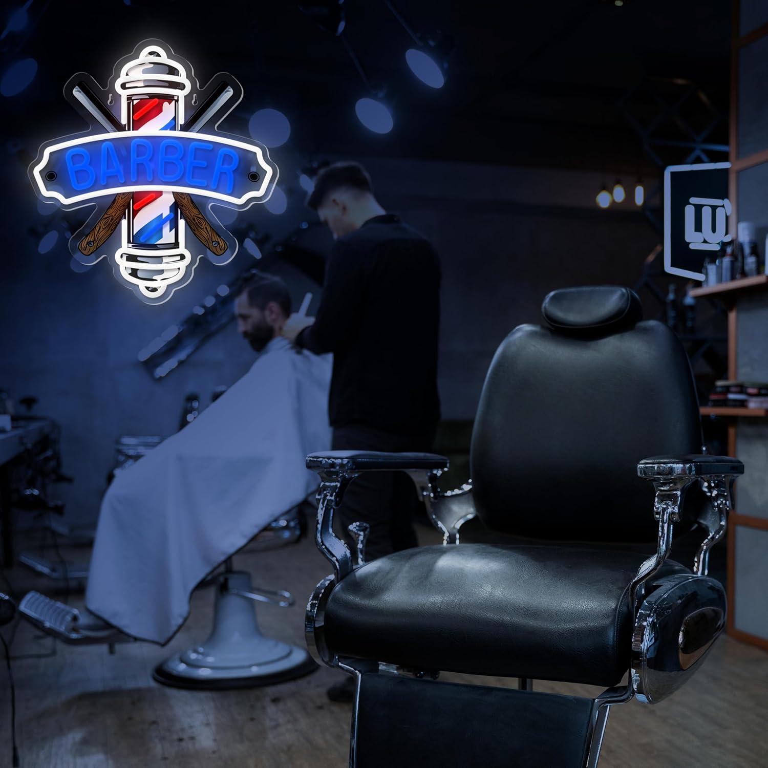 Luz de Neón LED Regulable LF para Barbería Azul 35x33cm