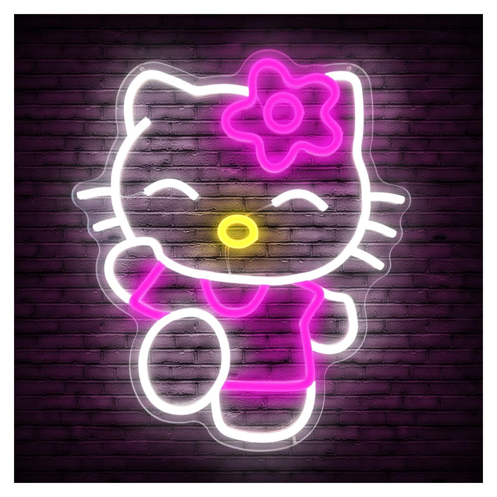 Letrero de Neón Kawaii Gato Cheunyar 37x32cm Dimmable