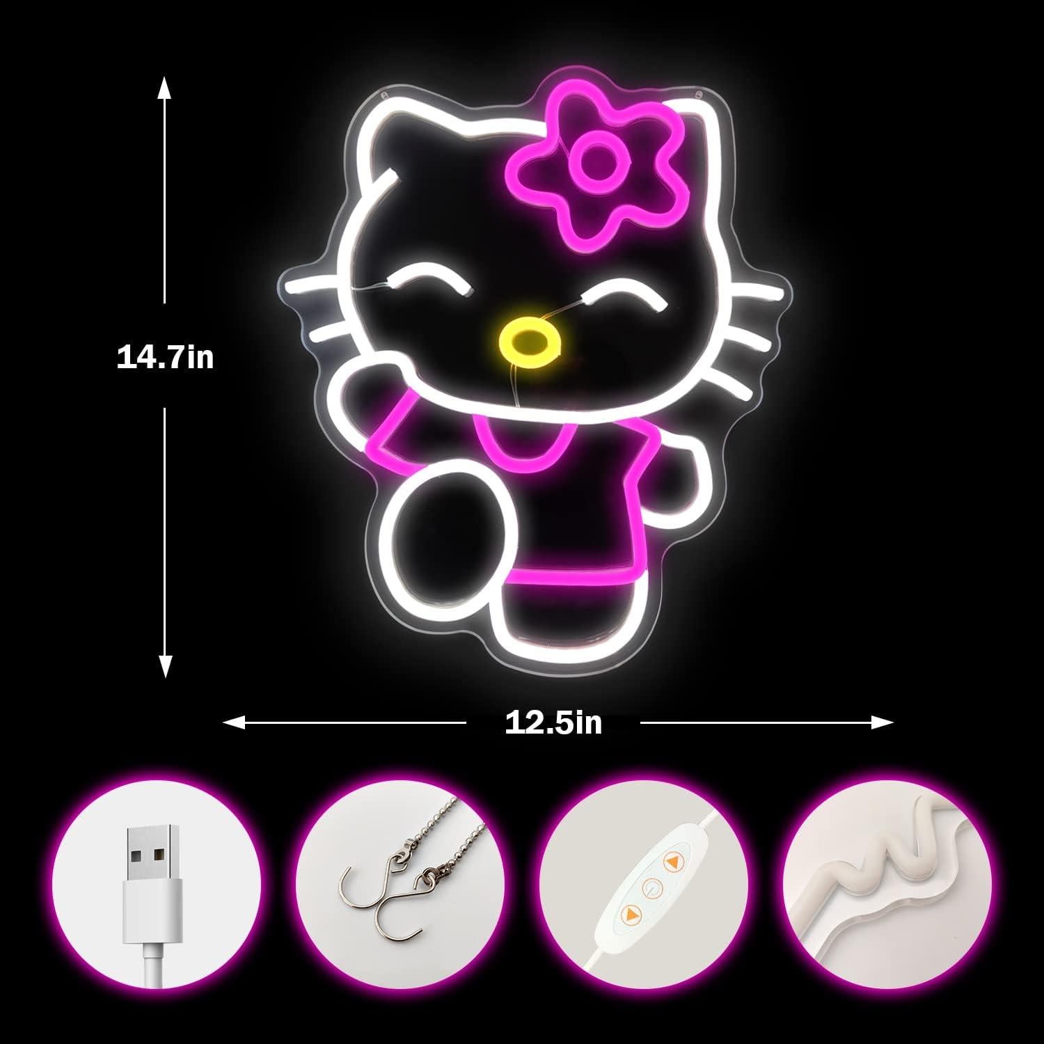 Letrero de Neón Kawaii Gato Cheunyar 37x32cm Dimmable