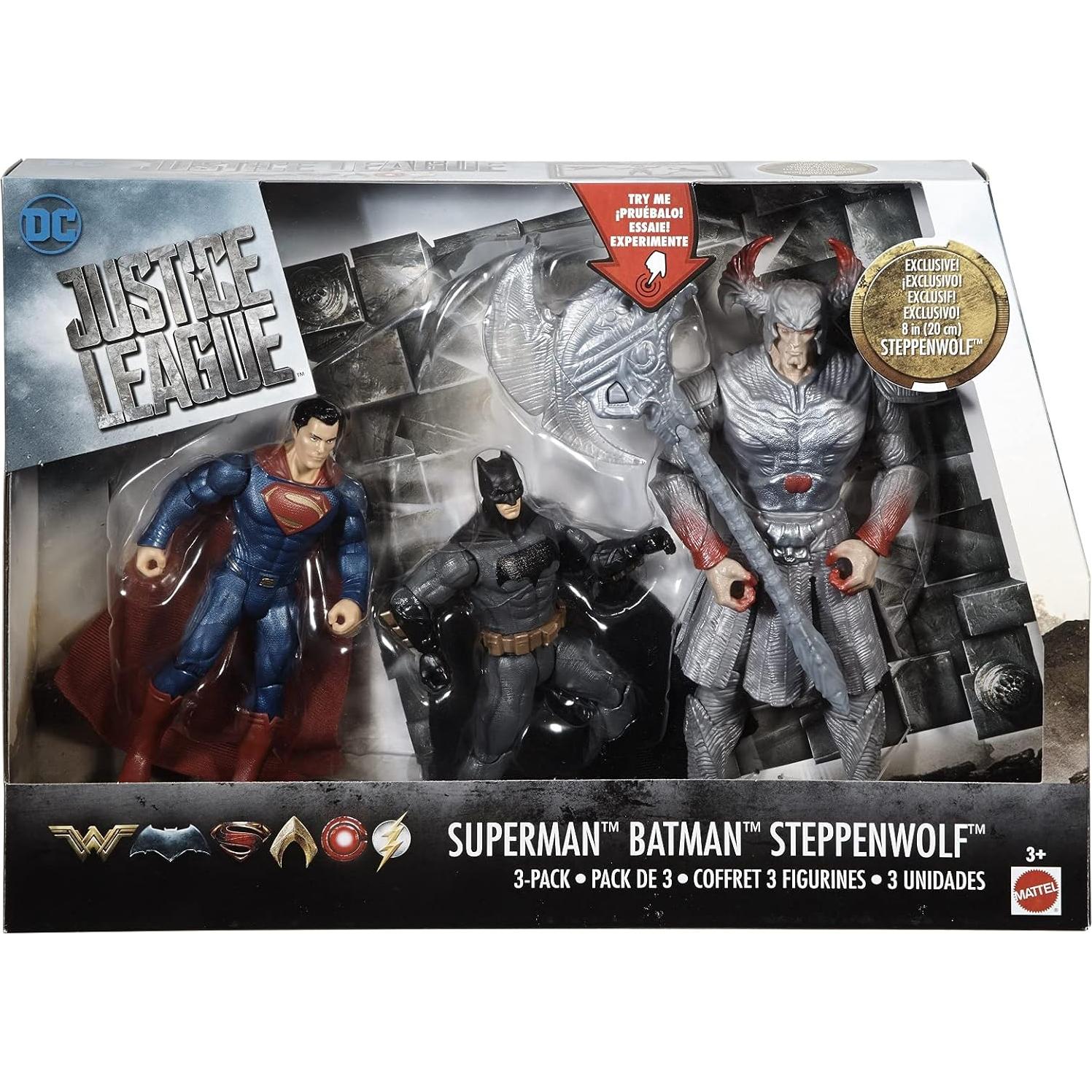 Paquete de 3 Figuras Liga de la Justicia Mattel Batman Superman