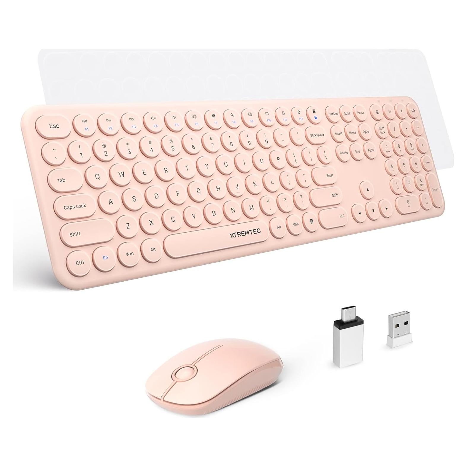 Combo Teclado y Ratón Inalámbrico XTREMTEC Rosa Ultra Delgado