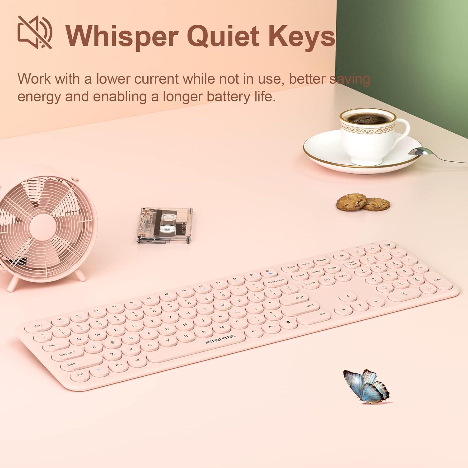 Combo Teclado y Ratón Inalámbrico XTREMTEC Rosa Ultra Delgado