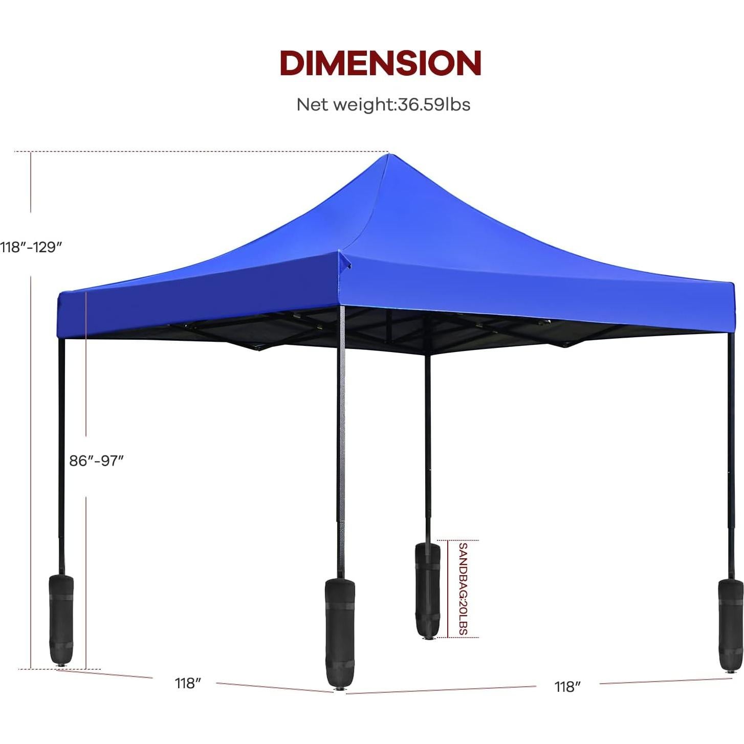 Carpa Plegable NChanmar 3x3m Azul con Bolsa de Transporte