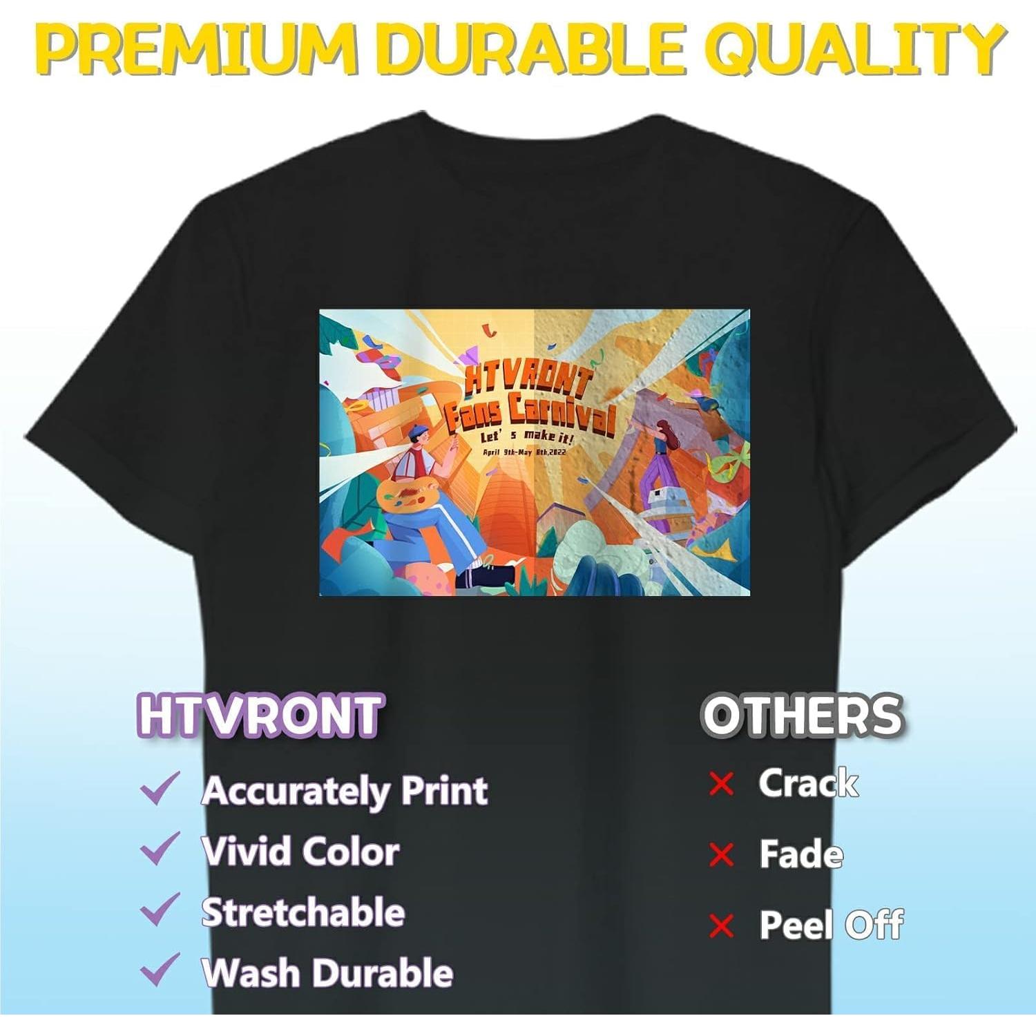 Vinilo de Transferencia de Calor HTVRONT para Tela Oscura - 6 Hojas