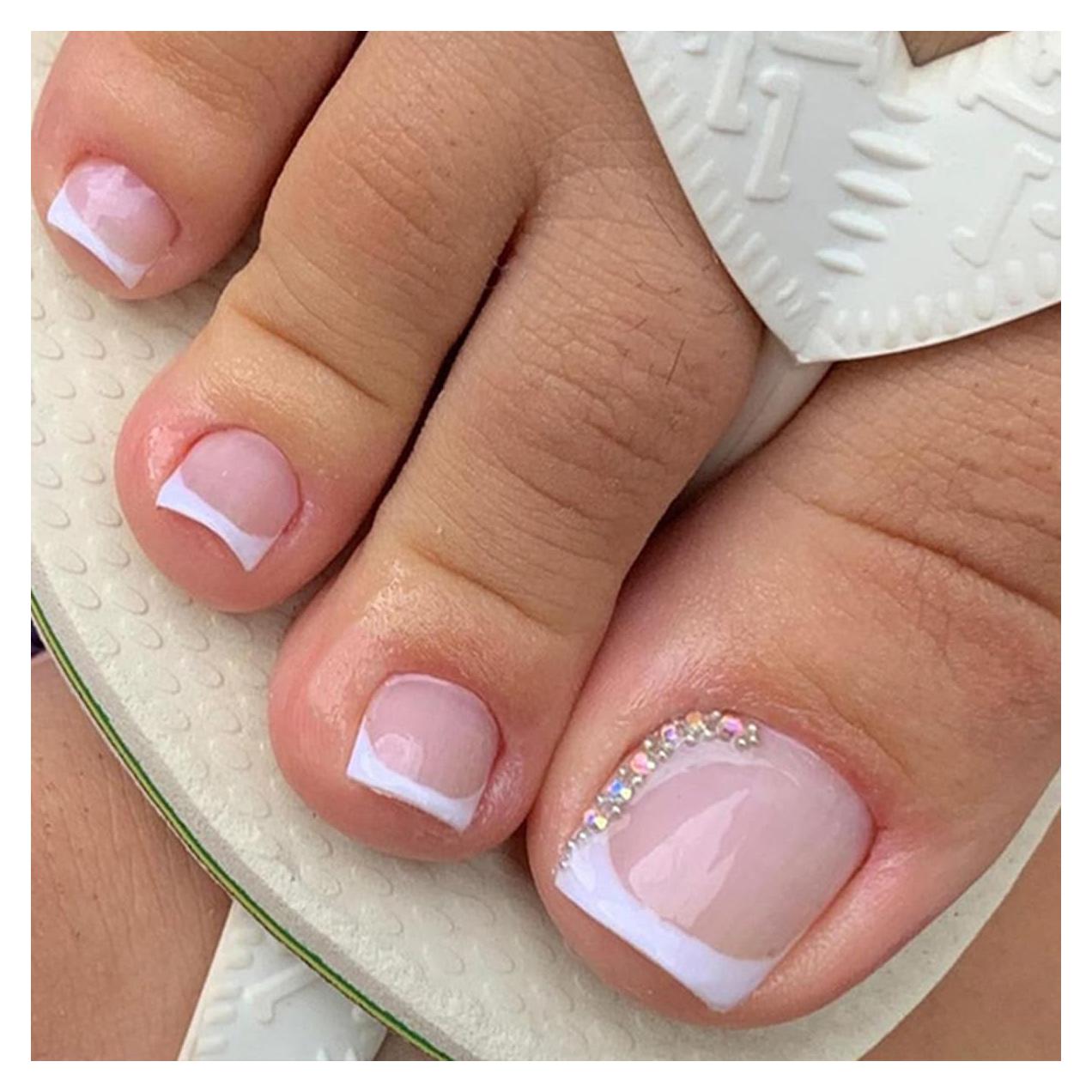 Uñas de Pies Postizas Rosa Francesa ASONRL - 24 Piezas