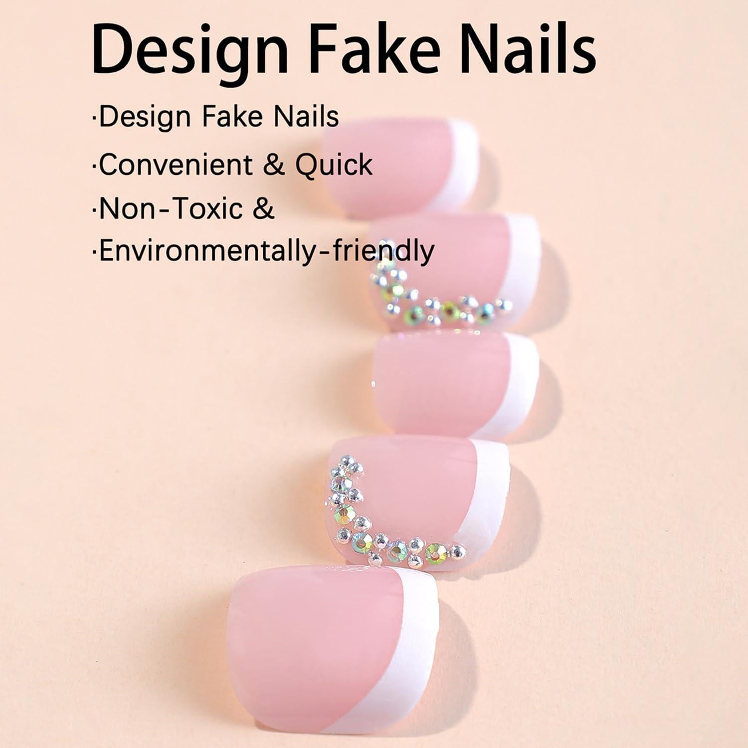 Uñas de Pies Postizas Rosa Francesa ASONRL - 24 Piezas