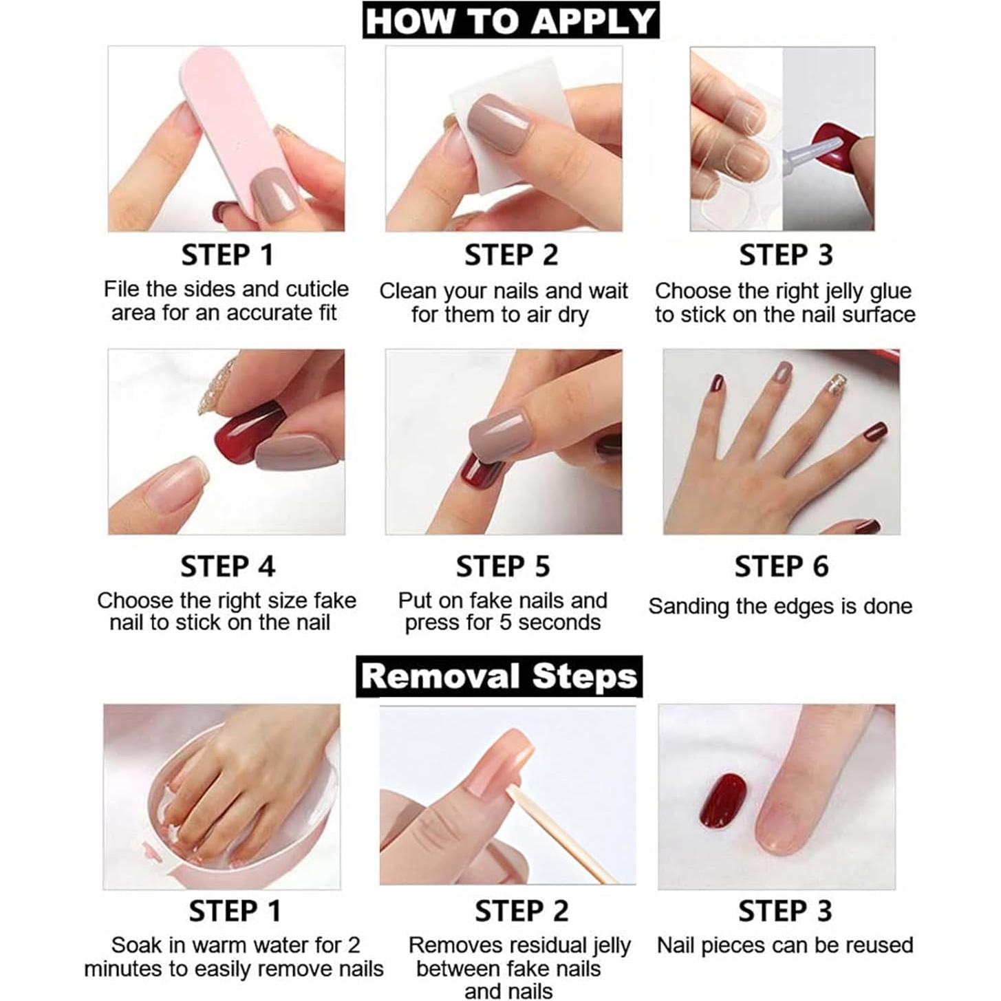 Uñas de Pies Postizas Rosa Francesa ASONRL - 24 Piezas