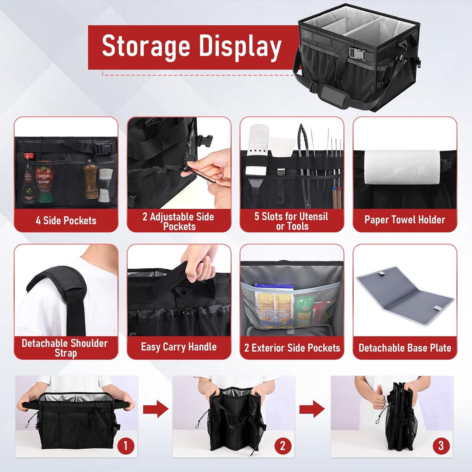 Caddy para Parrilla FANGSUN Negro, Organizador de BBQ 40.1x30cm