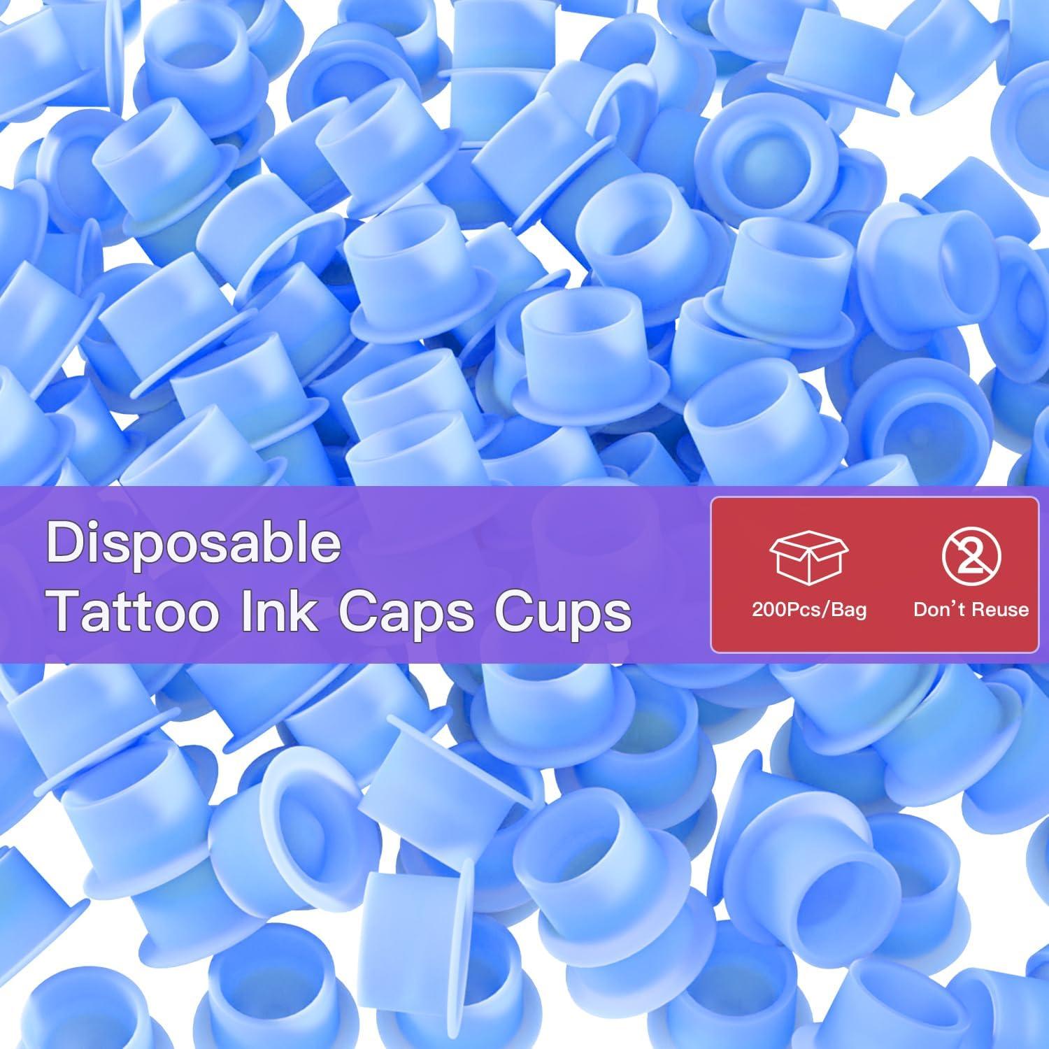 200 Tazas de Tinta Desechables OZER Azul para Tatuaje