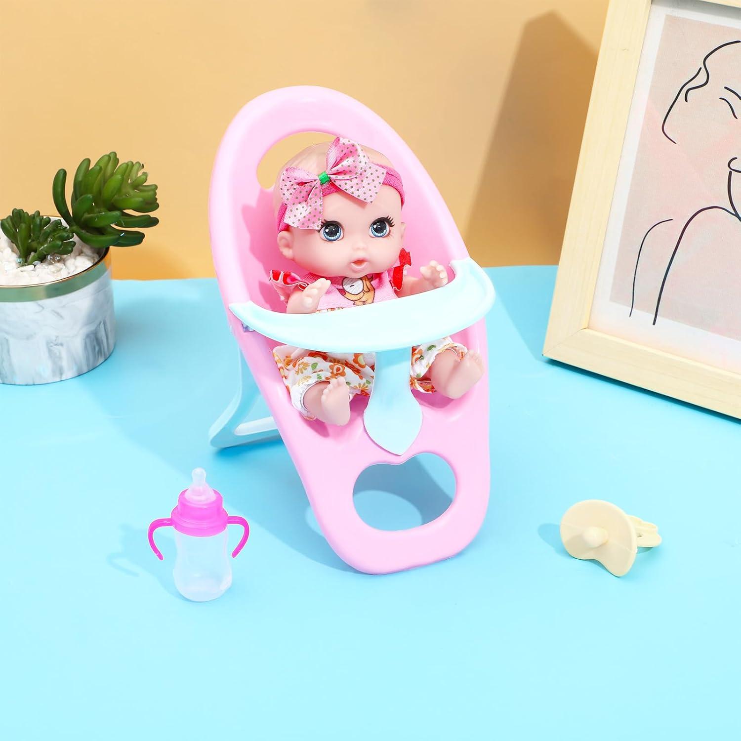 Muñecas Mini Bebé ONEST 4 Piezas con Accesorios Rosa