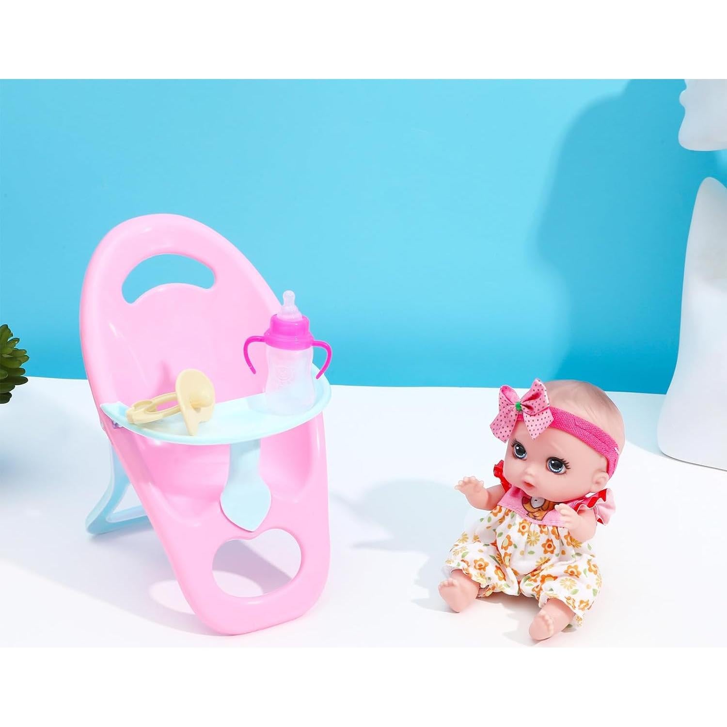 Muñecas Mini Bebé ONEST 4 Piezas con Accesorios Rosa