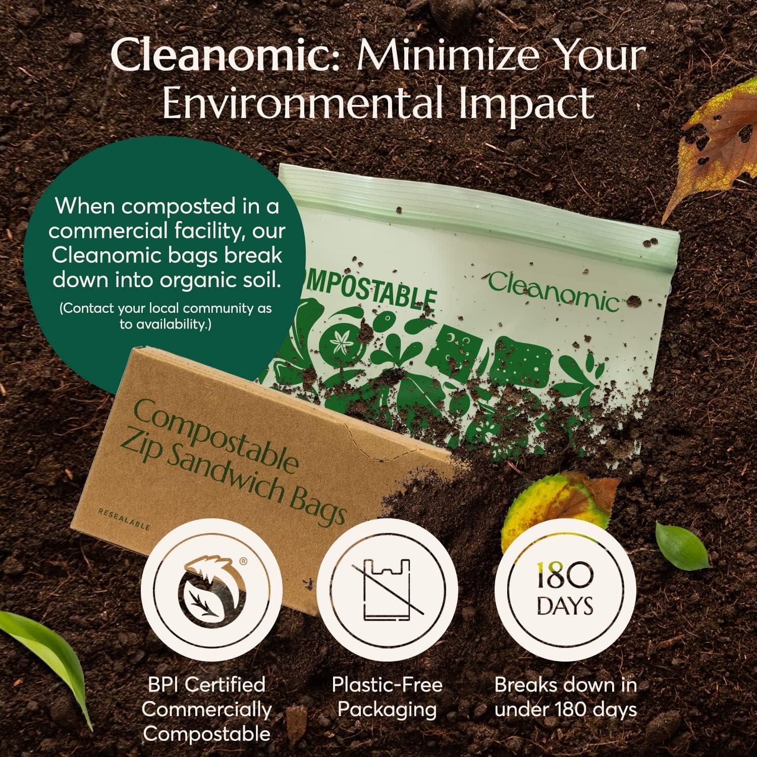 Bolsas de Almacenamiento Compostables Cleanomic 25 Sándwich