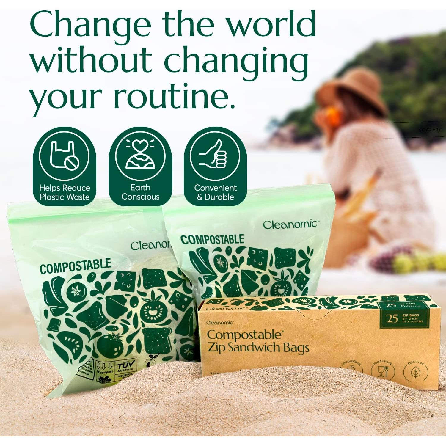 Bolsas de Almacenamiento Compostables Cleanomic 25 Sándwich