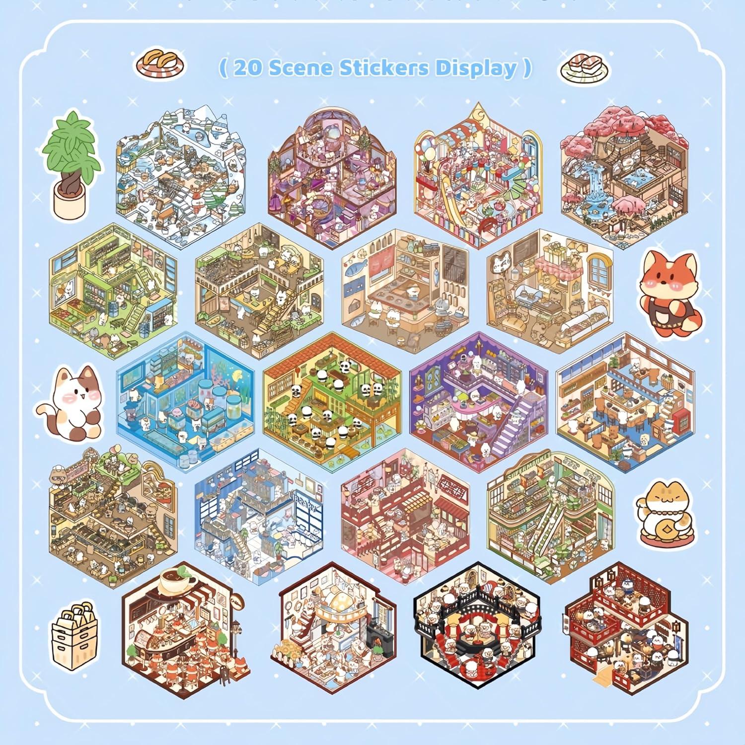 Libro de Stickers 3D Reutilizables DSNJPZX - 20 Conjuntos Kawaii