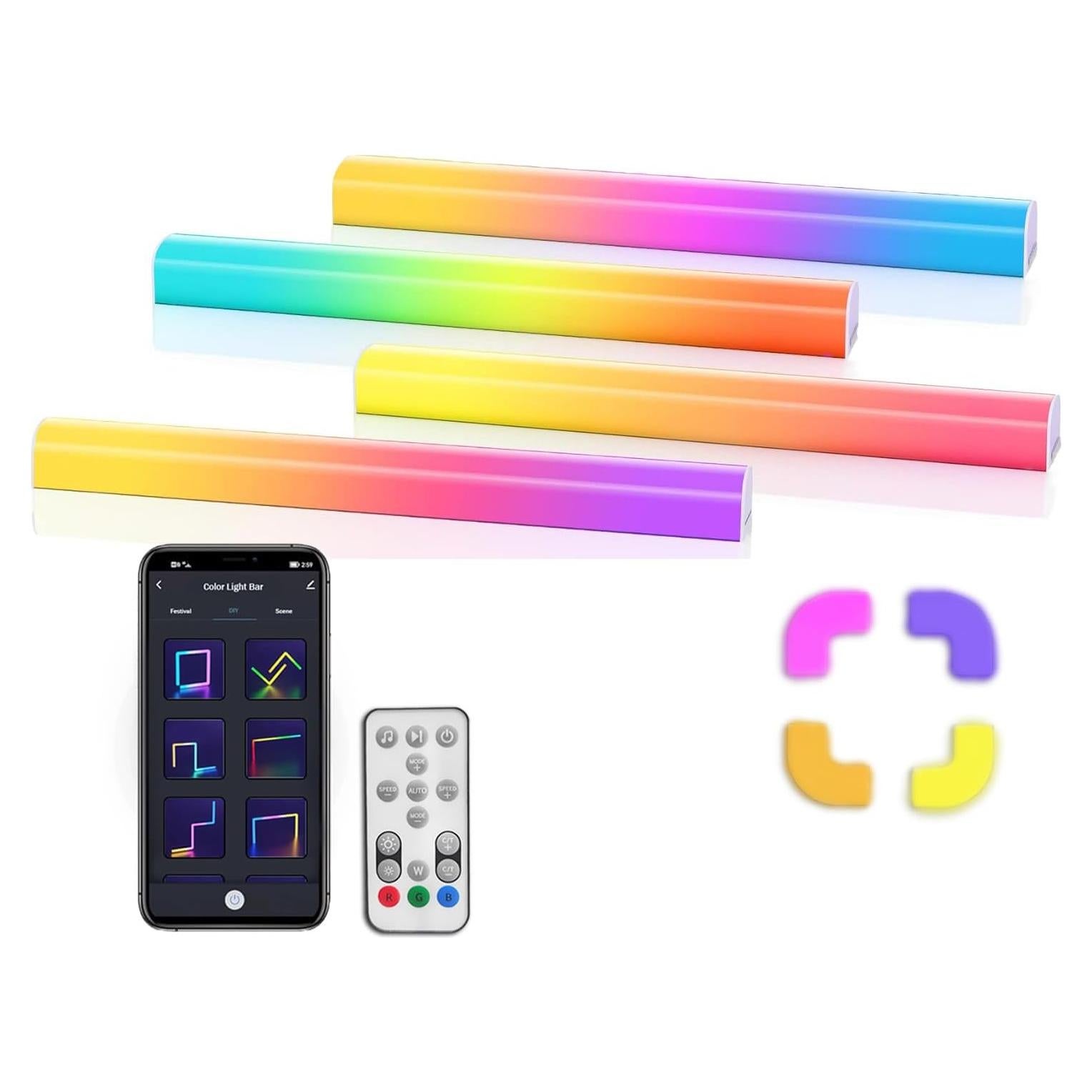 Juego de Barras de Luz LED RGB Inteligente 4 Piezas Control App