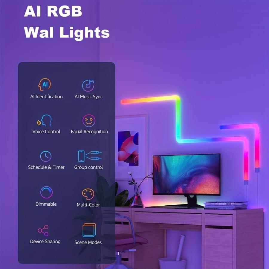 Juego de Barras de Luz LED RGB Inteligente 4 Piezas Control App