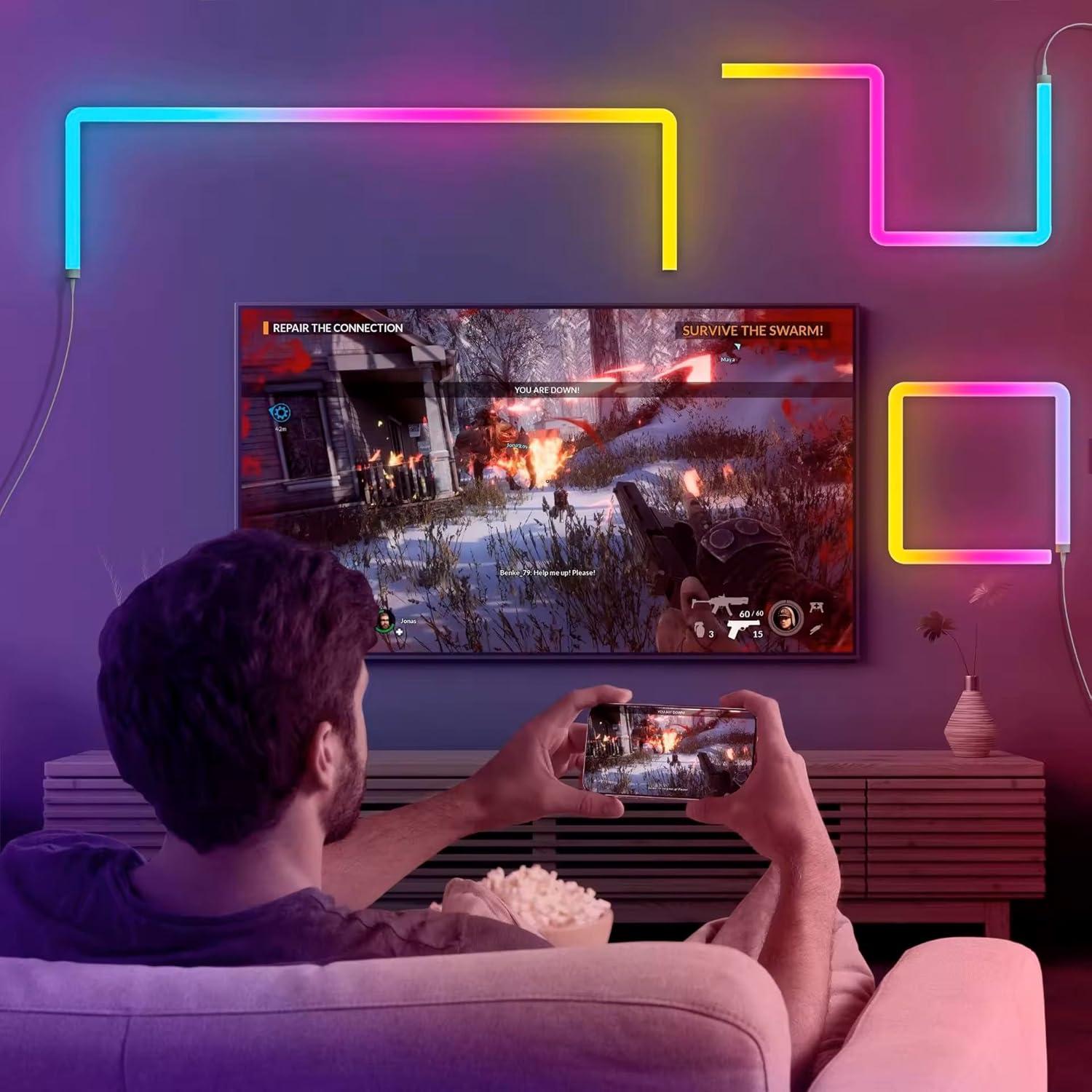 Juego de Barras de Luz LED RGB Inteligente 4 Piezas Control App