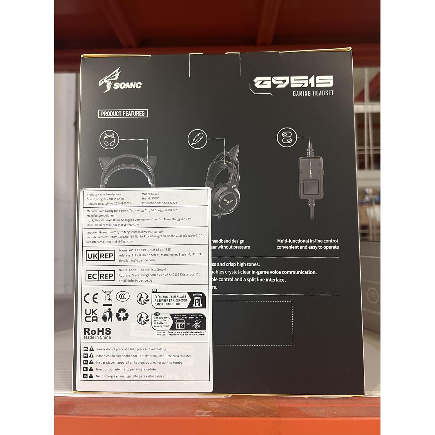 Auriculares Gaming SOMIC G951S Estéreo 3.5mm Negro con Micrófono