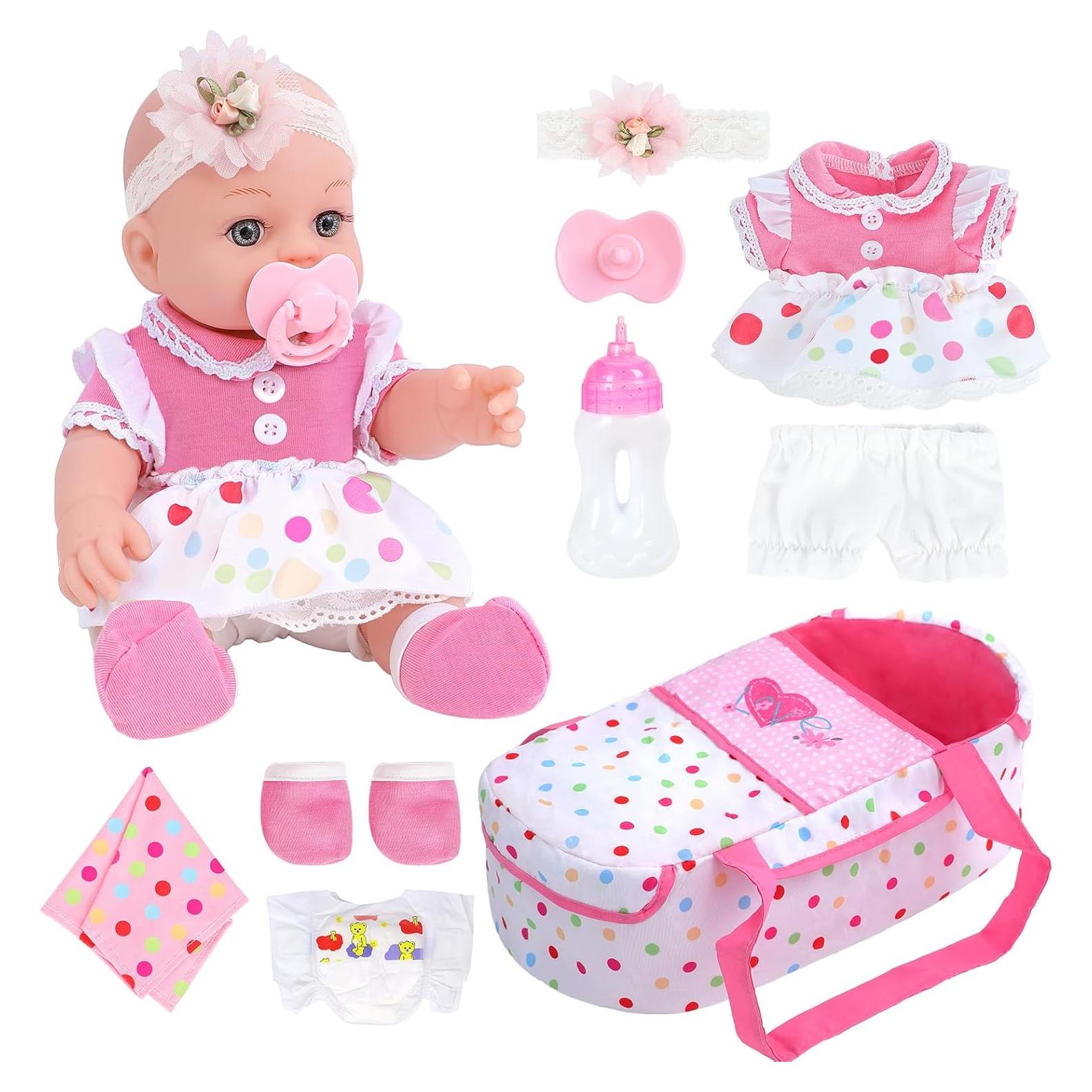 Muñeca Reborn DONTNO 30 cm con Cuna y Accesorios