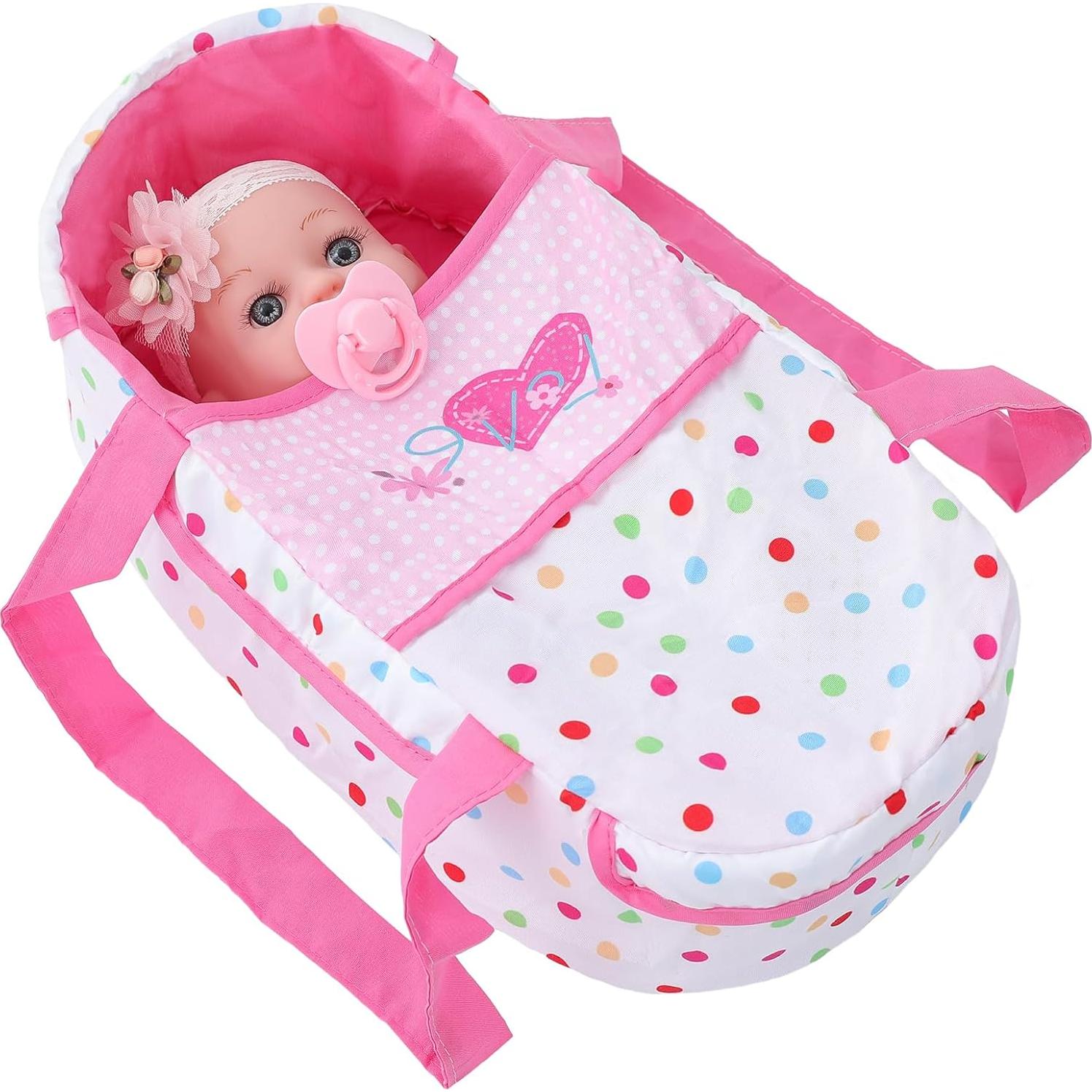 Muñeca Reborn DONTNO 30 cm con Cuna y Accesorios