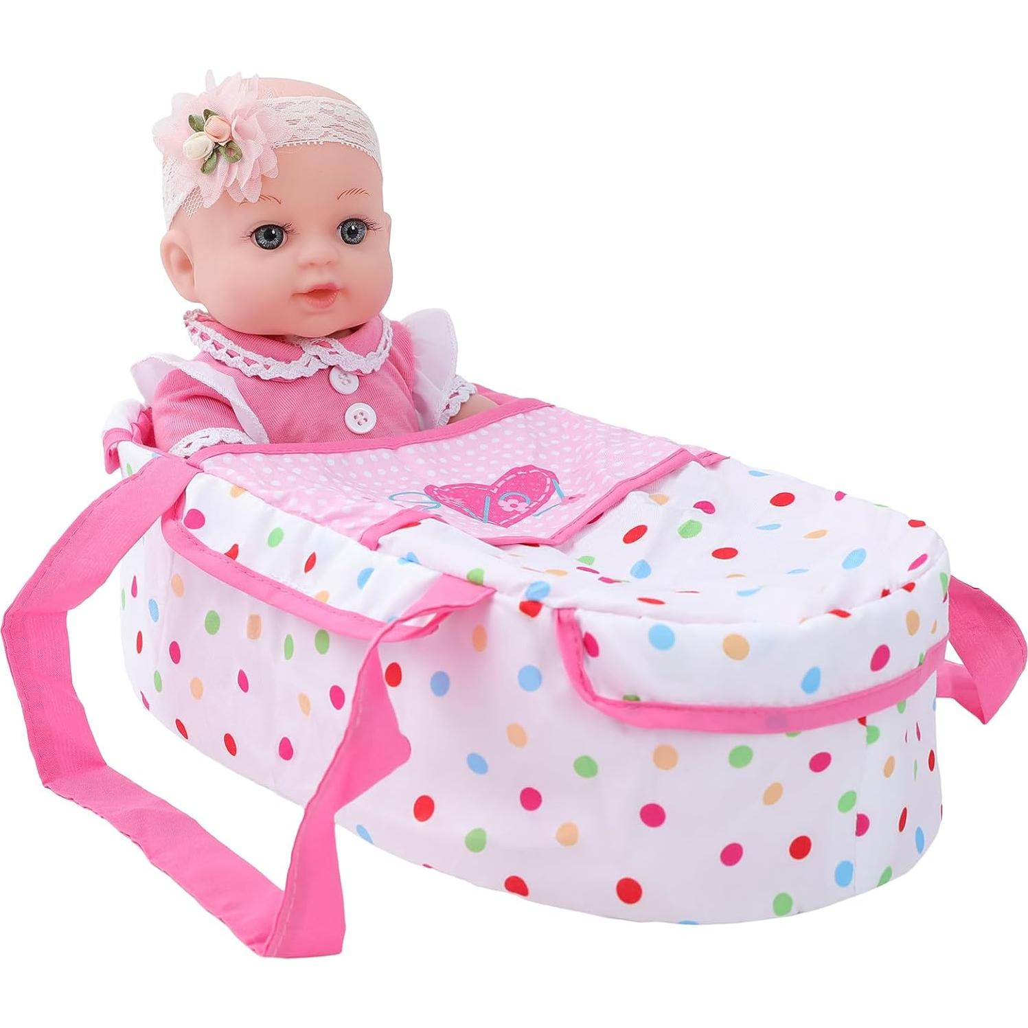 Muñeca Reborn DONTNO 30 cm con Cuna y Accesorios