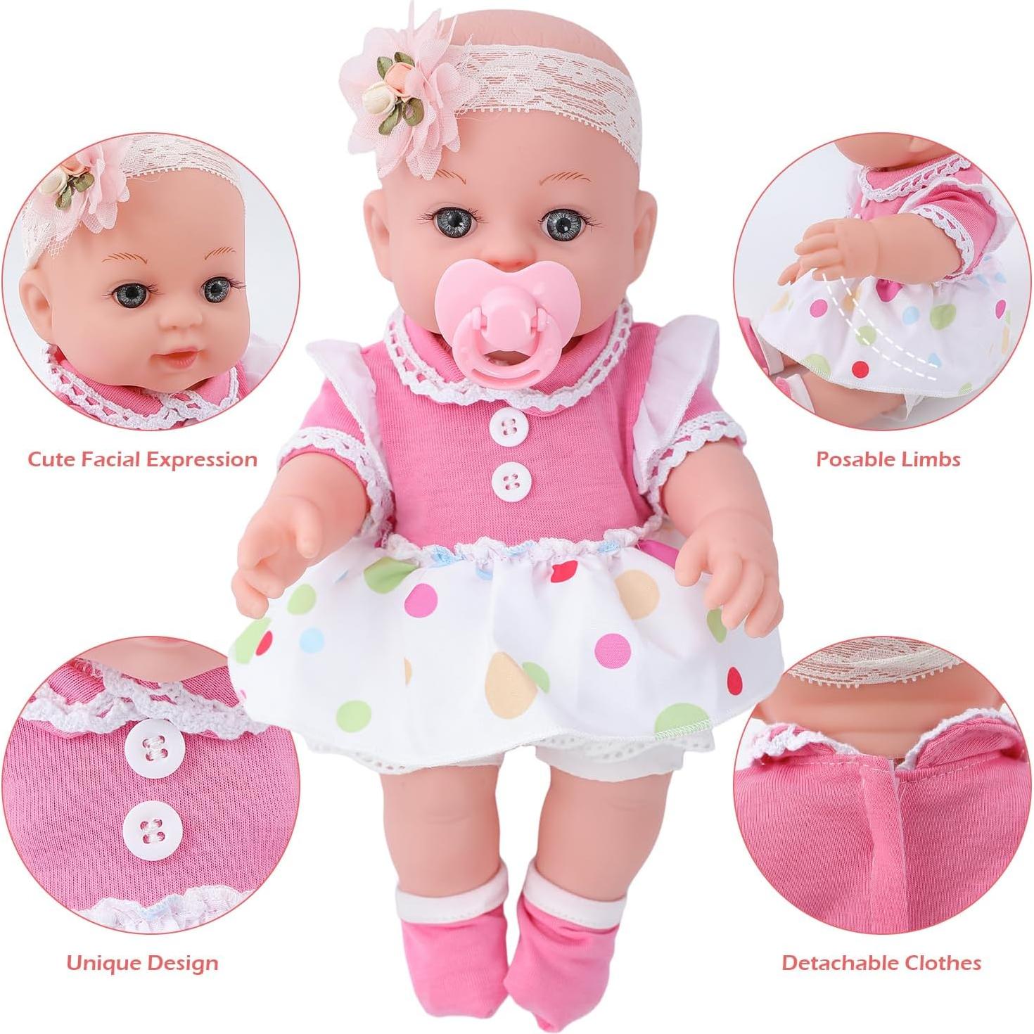 Muñeca Reborn DONTNO 30 cm con Cuna y Accesorios