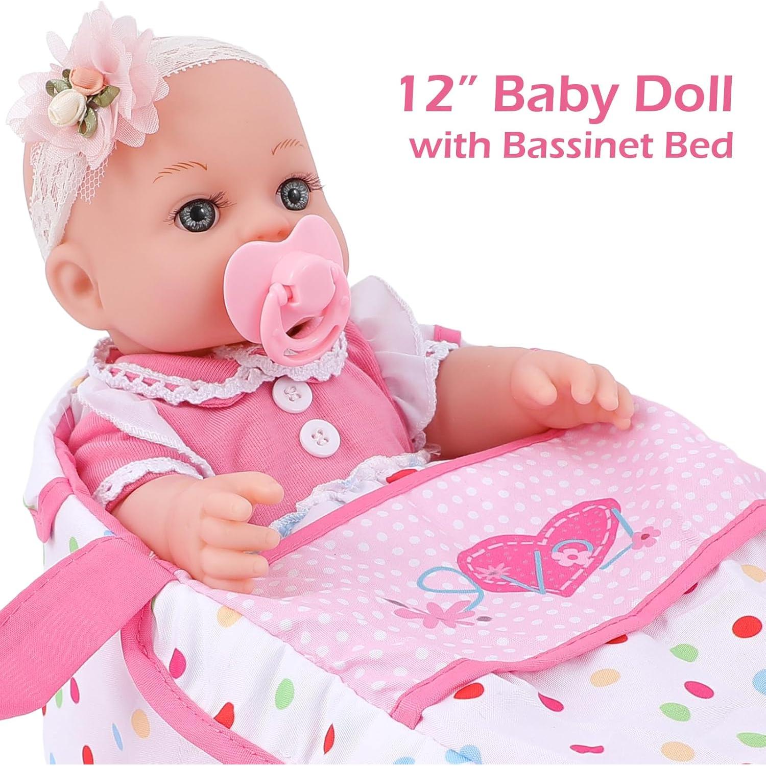 Muñeca Reborn DONTNO 30 cm con Cuna y Accesorios