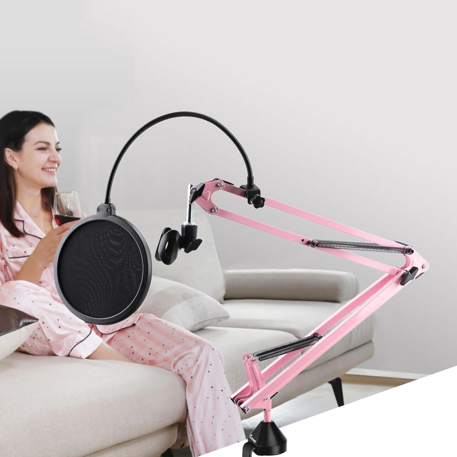 Soporte de Micrófono Rosa Cicano con Brazo Ajustable y Abrazadera