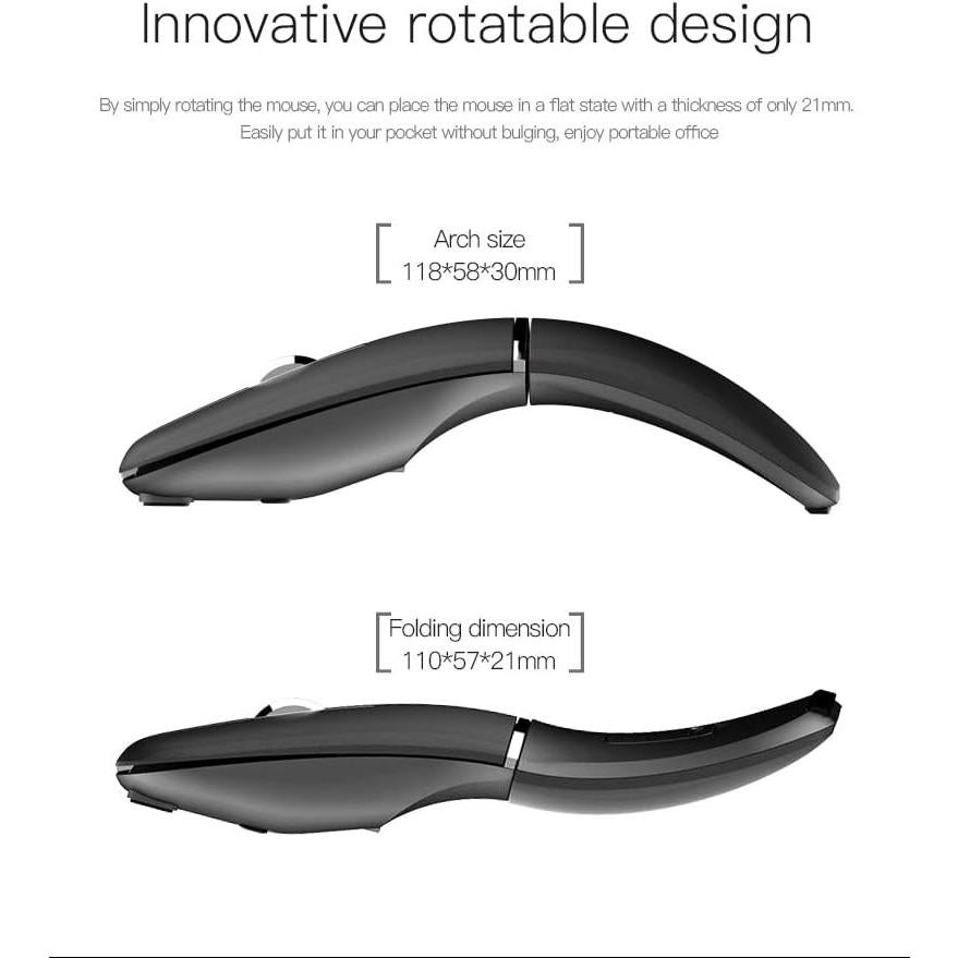 Ratón Inalámbrico Plegable Mikayoo Negro, Bluetooth 4.0, Clic Silencioso