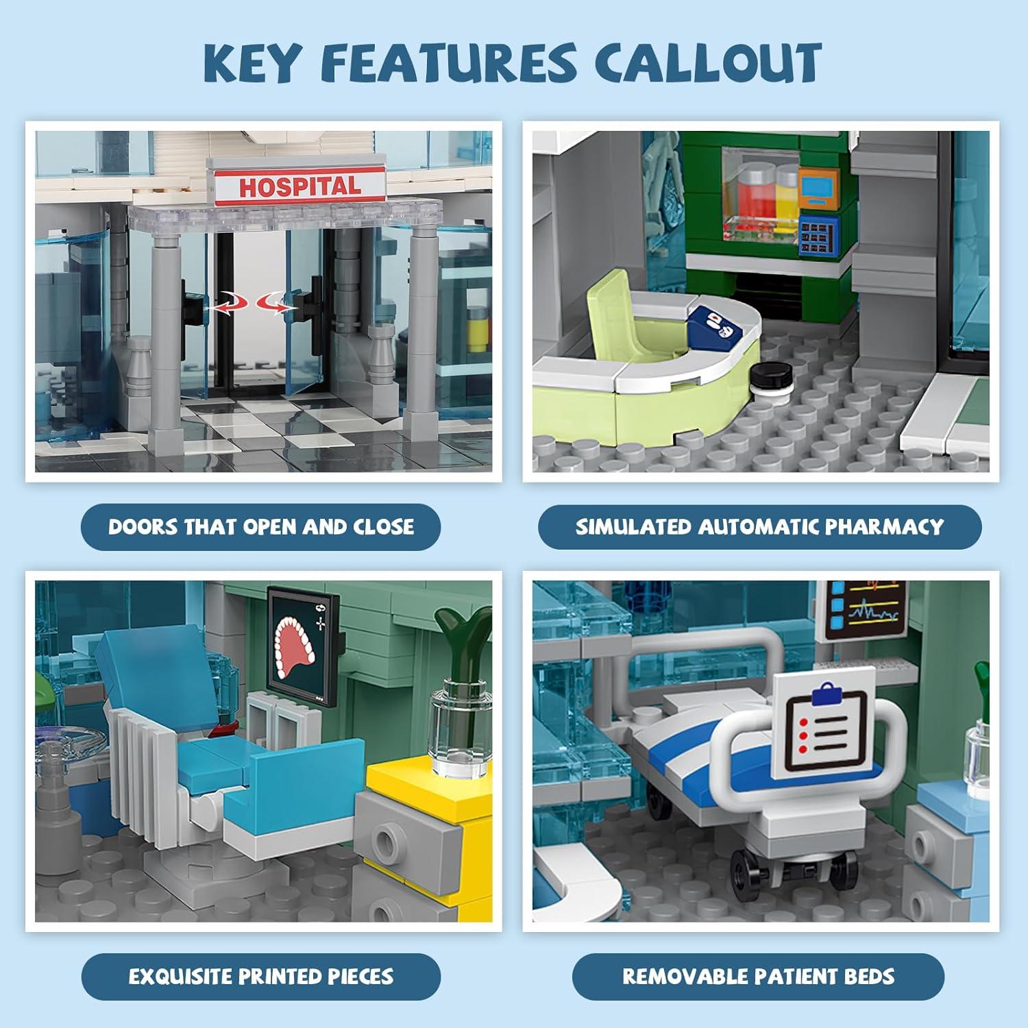Juego de Construcción Hospitalario Moke con Iluminación LED 1350 Piezas