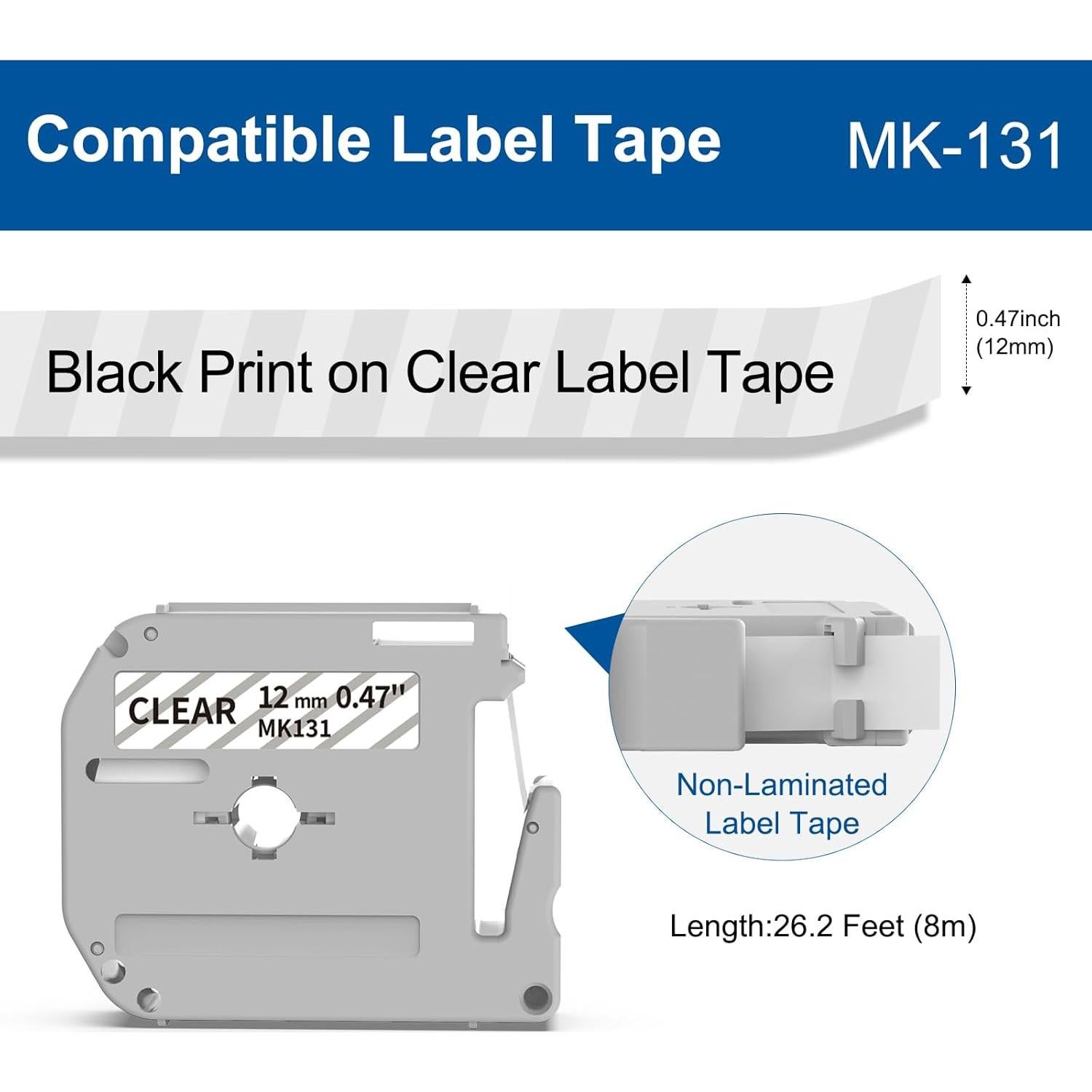 Cinta Transparente COLORWING MK-131 12mm 4 Cartuchos Compatibles