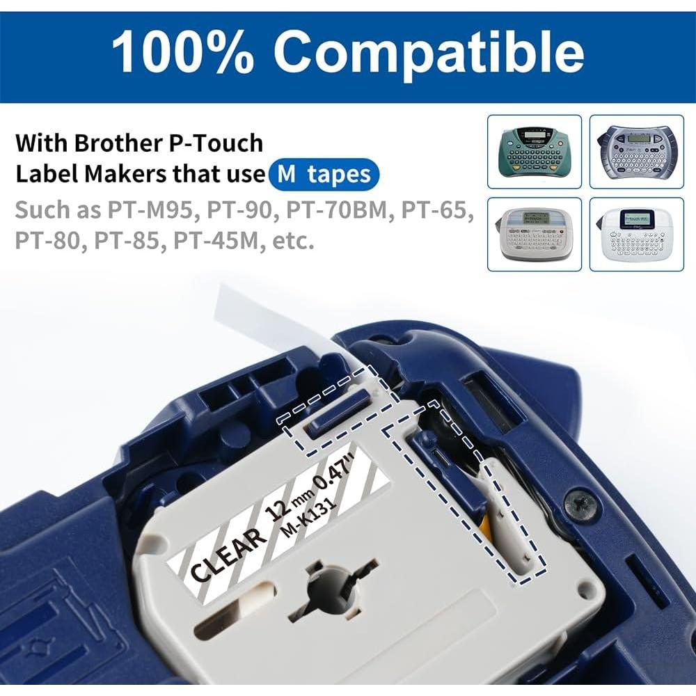 Cinta Transparente COLORWING MK-131 12mm 4 Cartuchos Compatibles