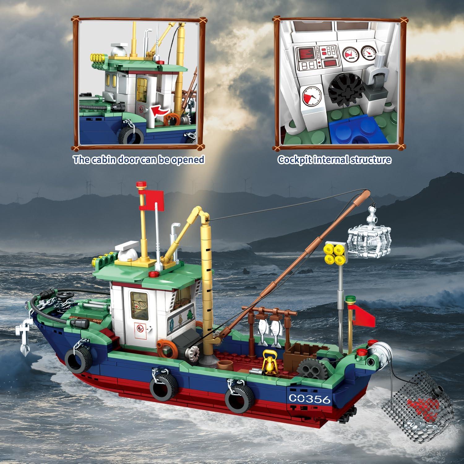 Conjunto de Bloques de Construcción Barco de Pesca 582 Pcs