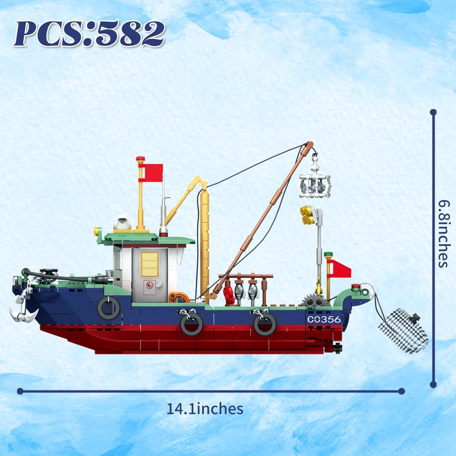 Conjunto de Bloques de Construcción Barco de Pesca 582 Pcs