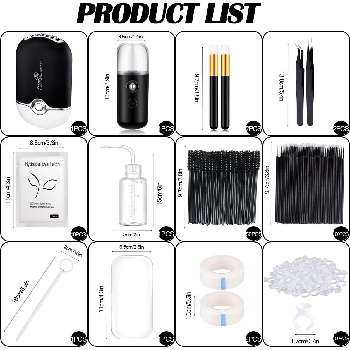 Kit Completo de Extensiones de Pestañas QUKLOGEN con Ventilador y Nebulizador