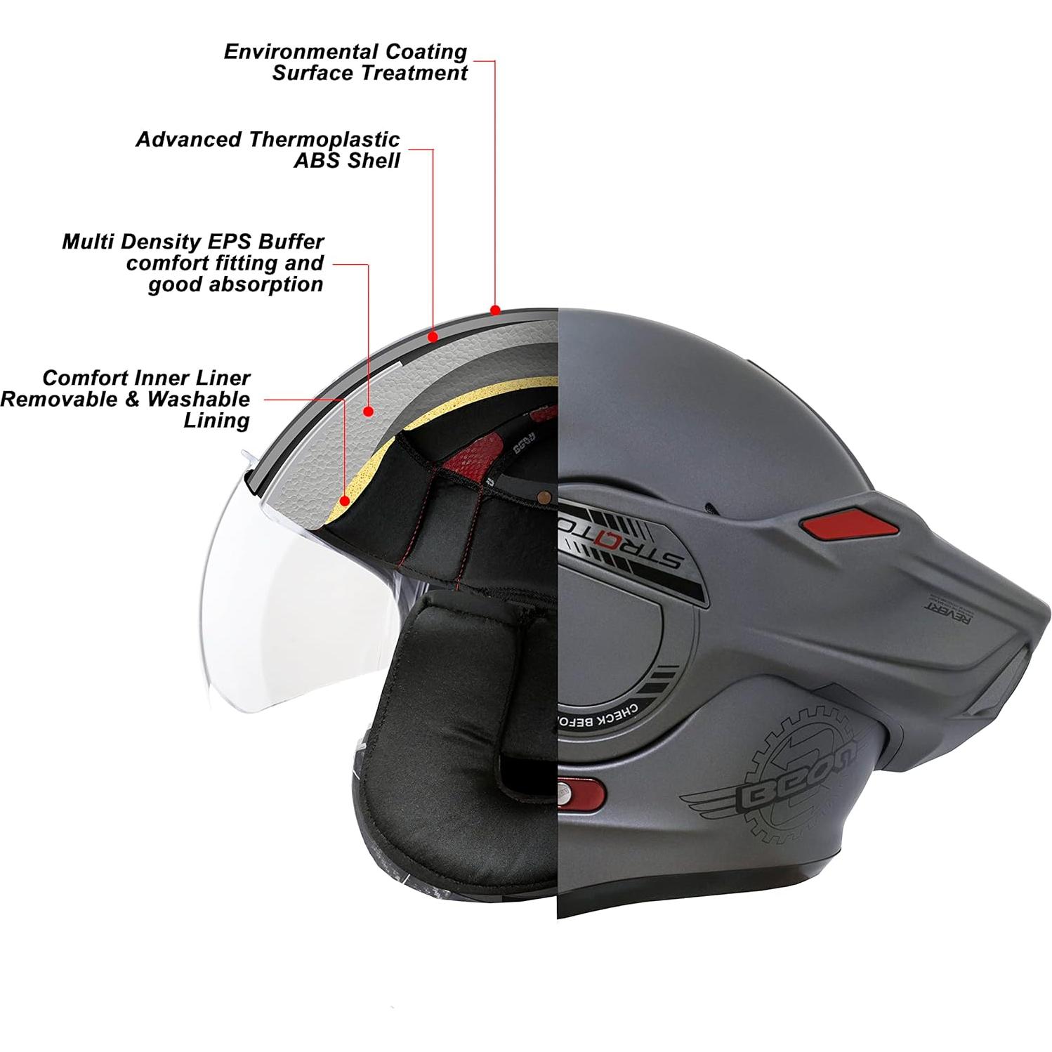 Casco Modular BEON B-707 Negro Mate Rojo 180° Antivaho