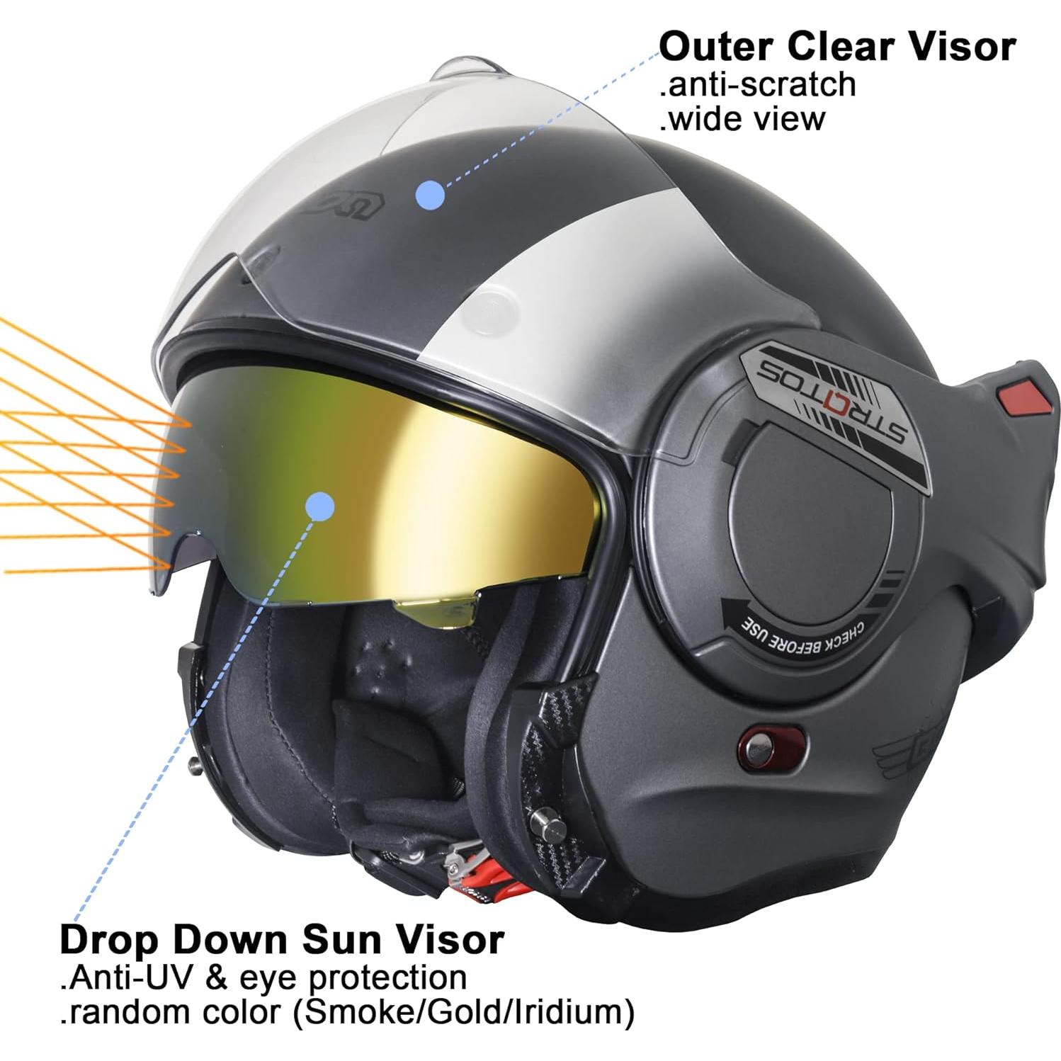 Casco Modular BEON B-707 Negro Mate Rojo 180° Antivaho